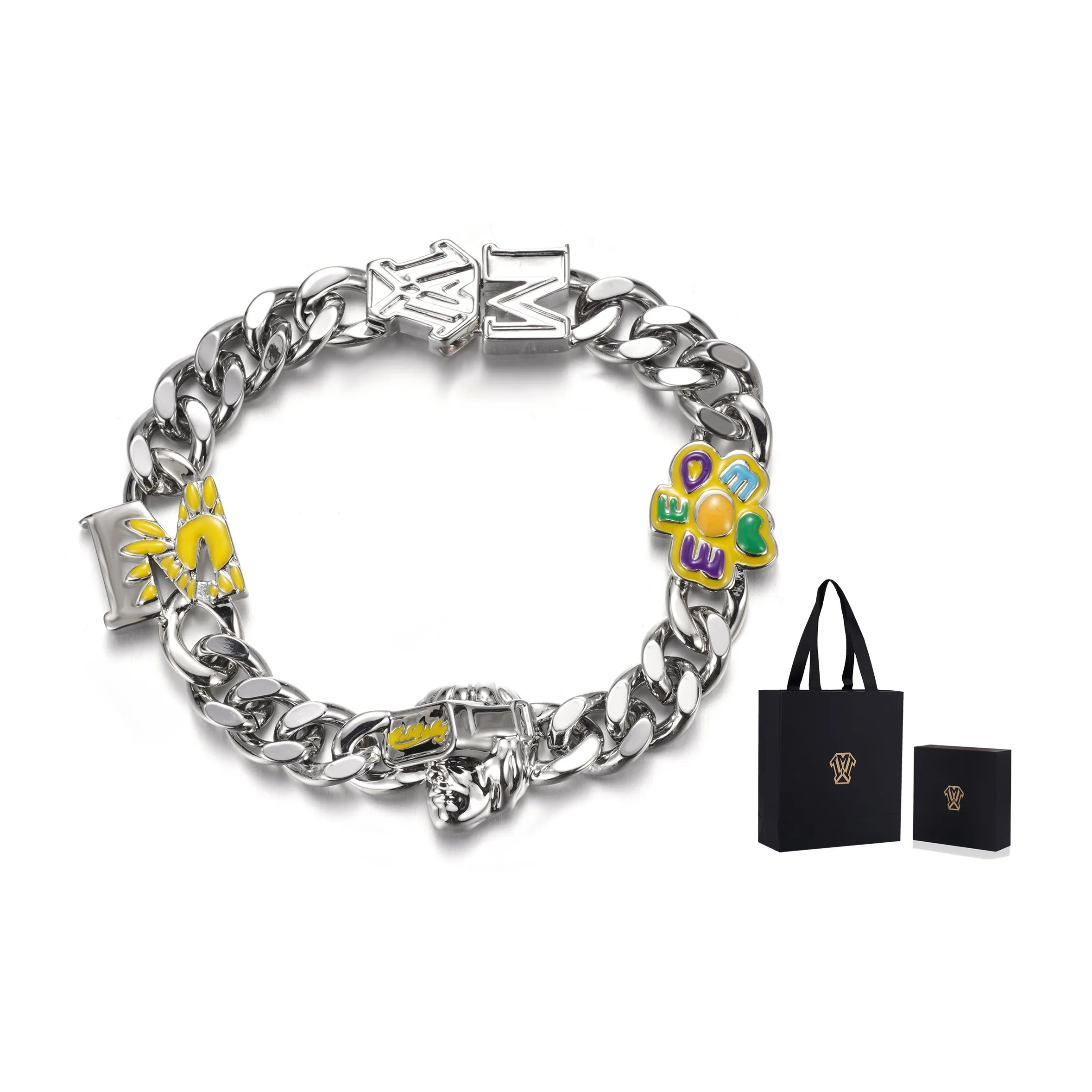 ICEMOBINC Масляная капля Медный Кубинский браслет Унисекс Серебряный