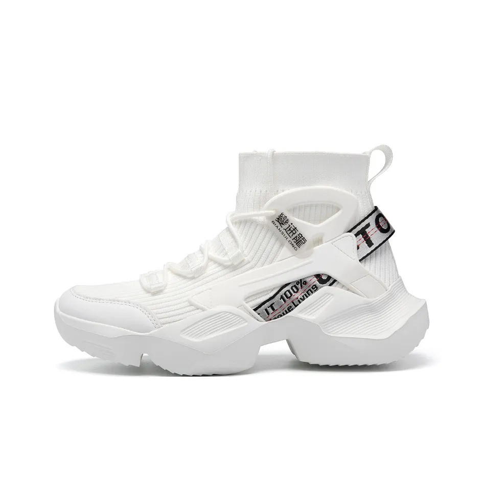 BIANSULONG Амортизация Покрытие Увеличение Высоты Подошва Устойчивая Высокий Топ Толстая подошва Мужской Белый