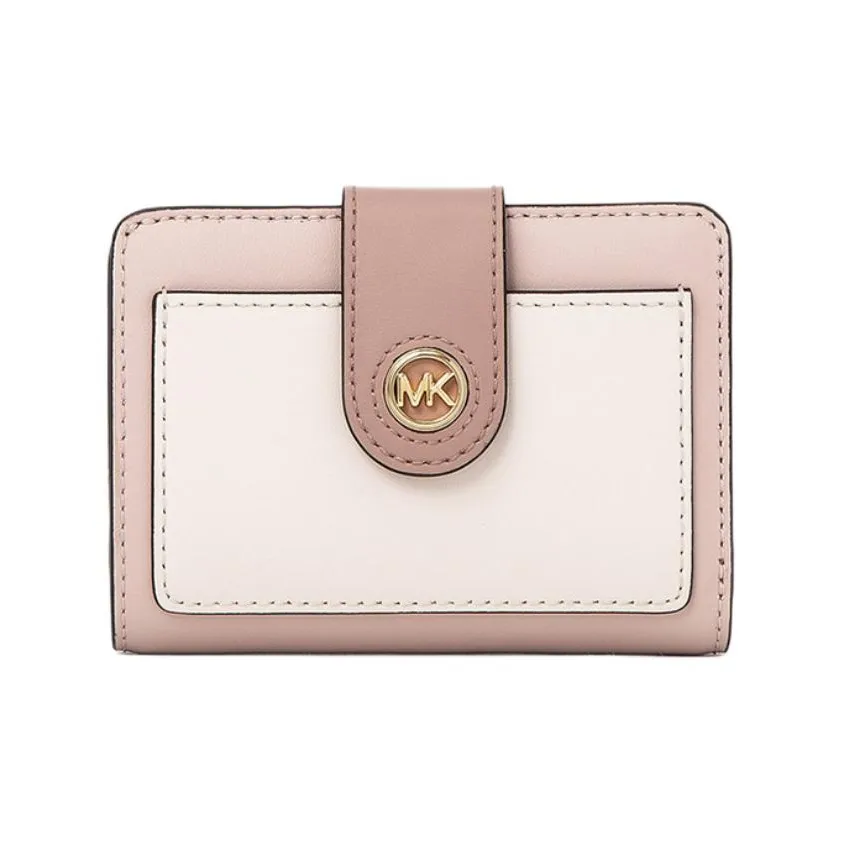 MICHAEL KORS Cow Leather Wallet Trumpets Women's Pink With Light Cream