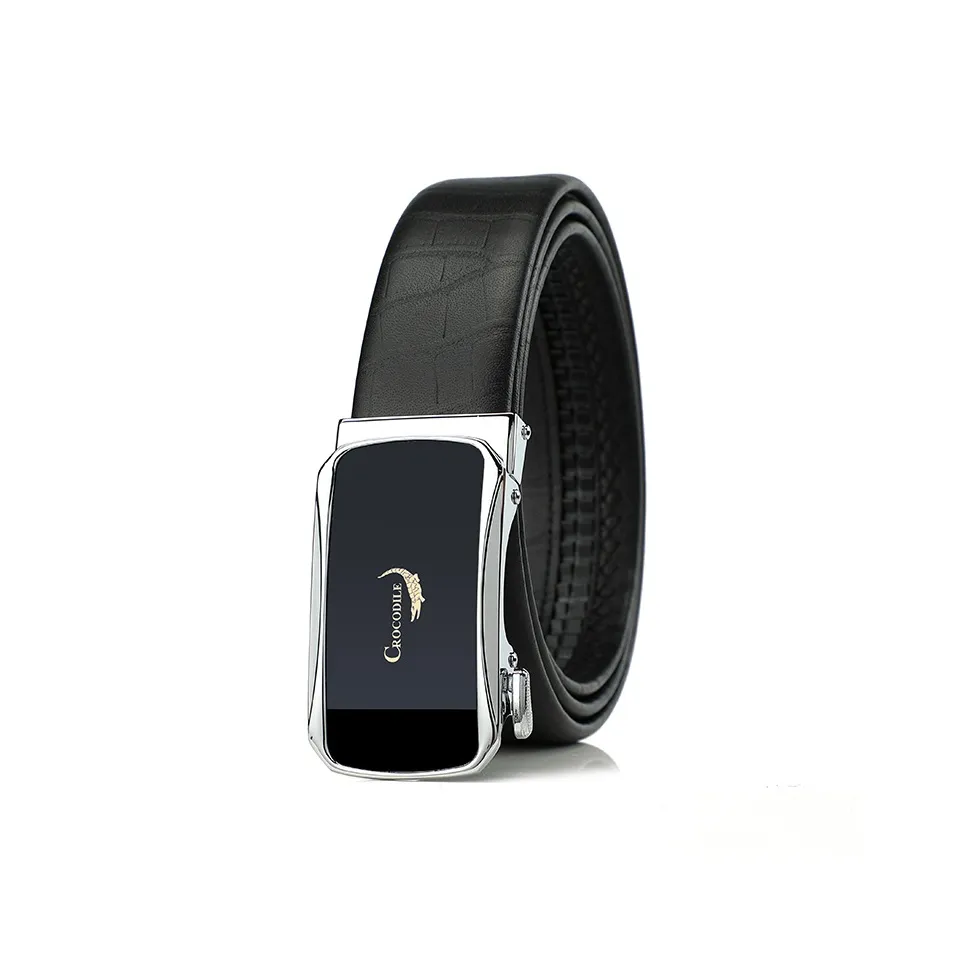 Крокодил верх крупнозернистая текстура коровья кожа автоматическая застежка мужской 3,5 см