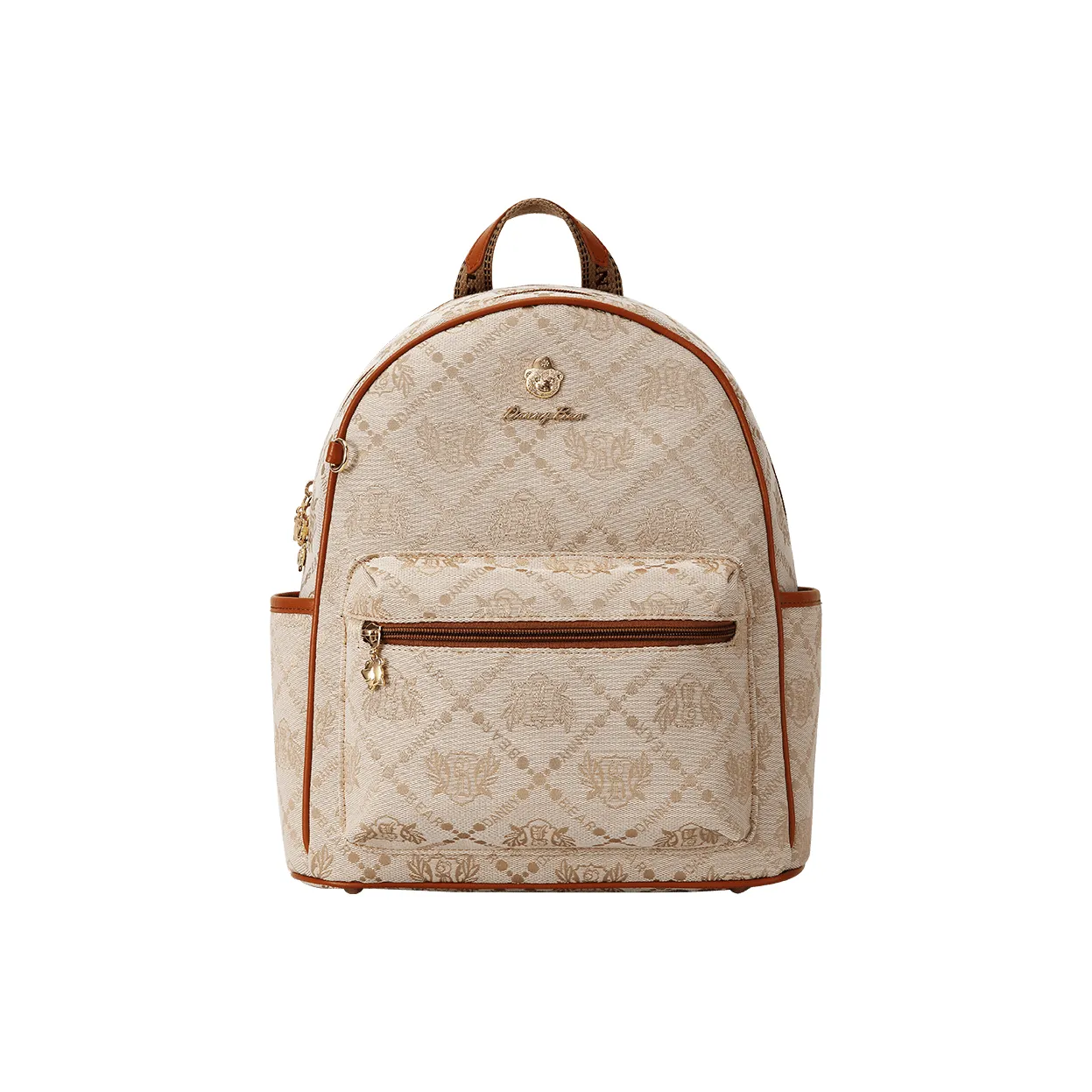 DANNYBEARJEANS Fabric Backpack Large Size Unisex Shield Bear Brown