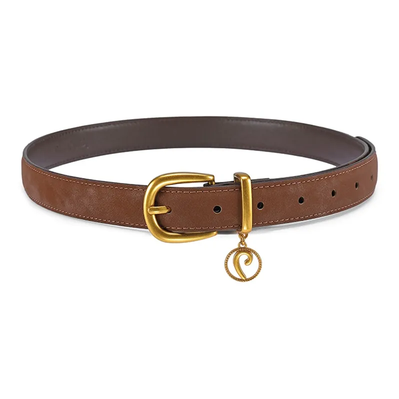 PIERRE CARDIN Коровья кожа Женский ремень Женский Коричневый 2,4CM