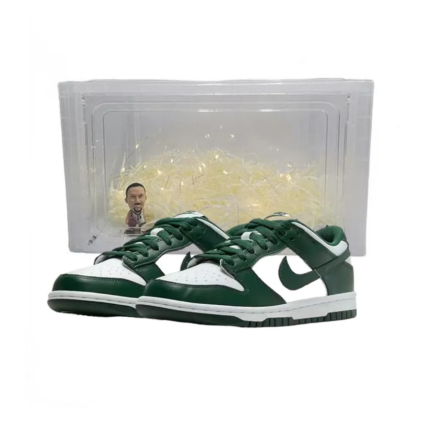 Nike Dunk Детские Скейтбординги Низкие Топы Белый Зеленый Коробка Унисекс