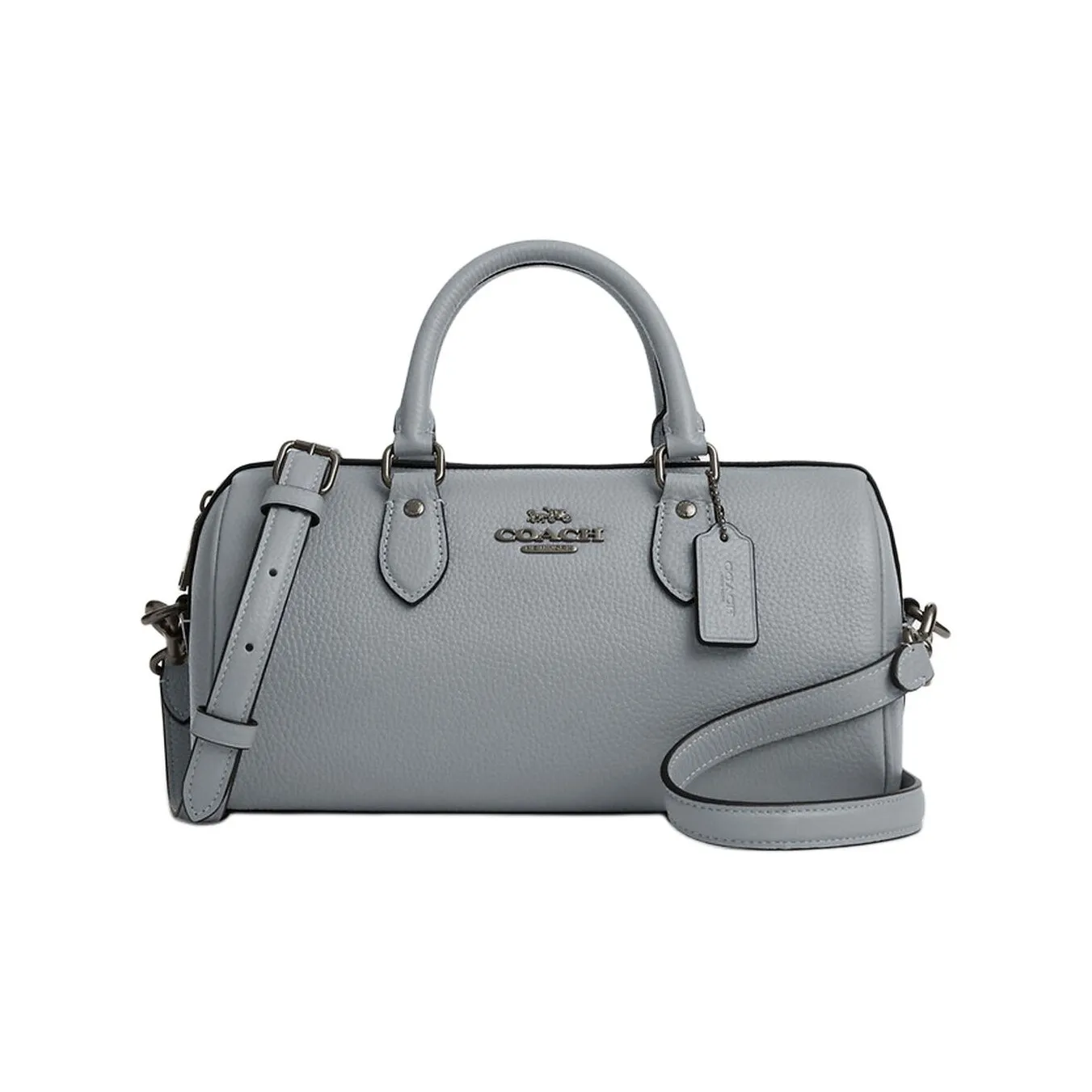 COACH Rowan Зернистая текстура кожа кожа сумка через плечо сумка средний размер женский серый синий