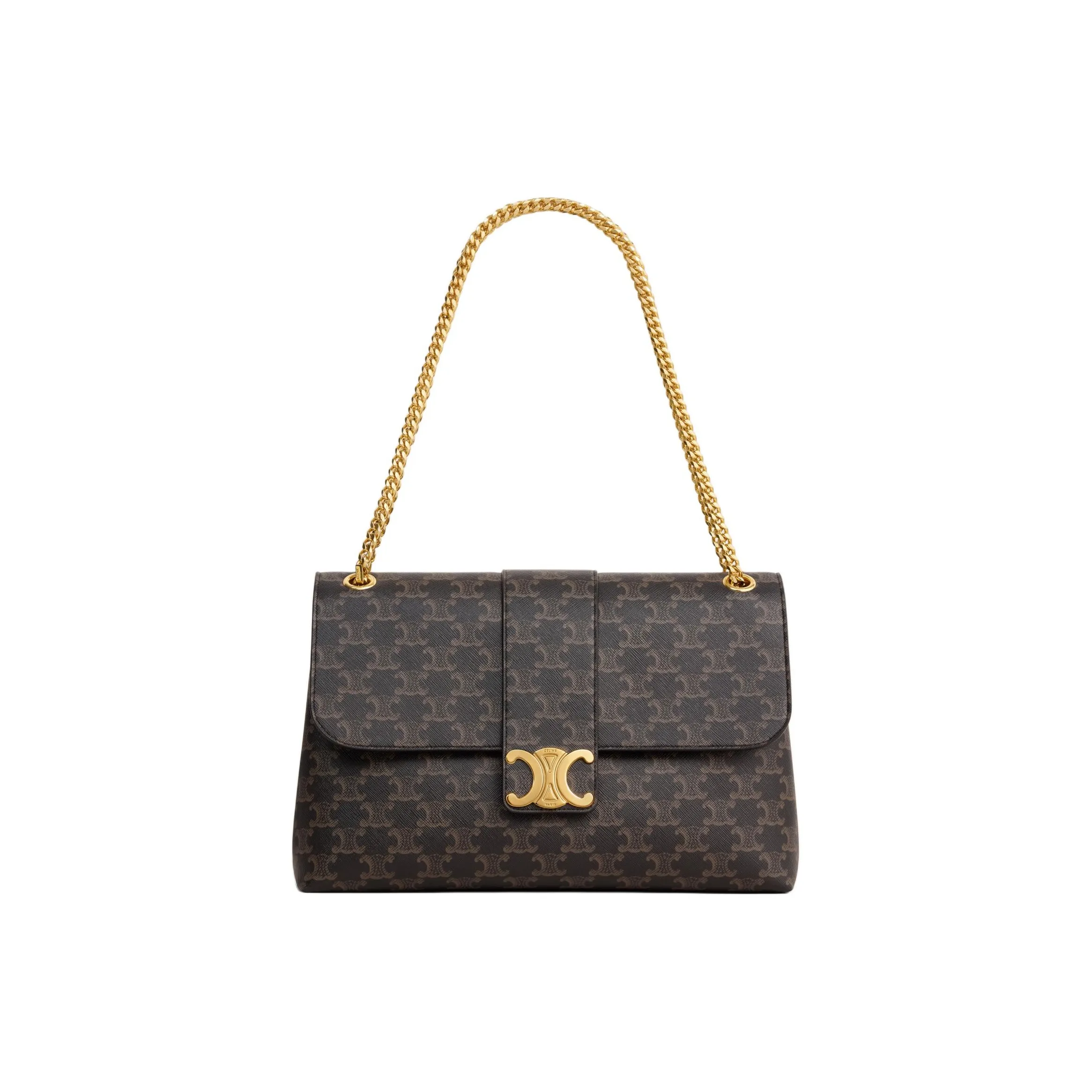 CELINE Large VICTOIRE Bag In Triomphe Canvas Women's Brown