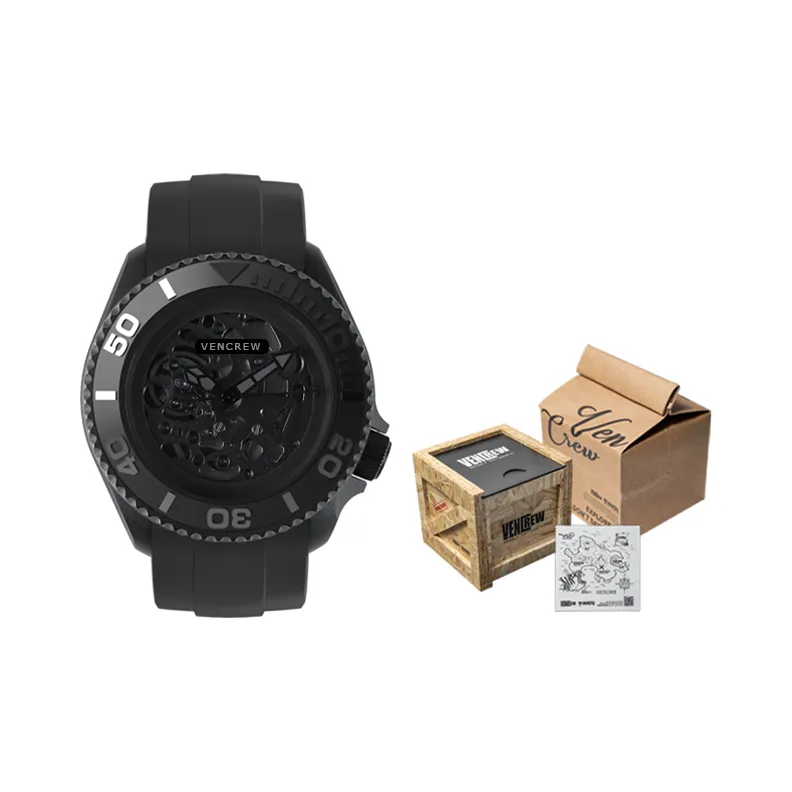 VENCREW Leviathan [Черный воин] Автоматический механический механизм Часы Унисекс Черепный циферблат