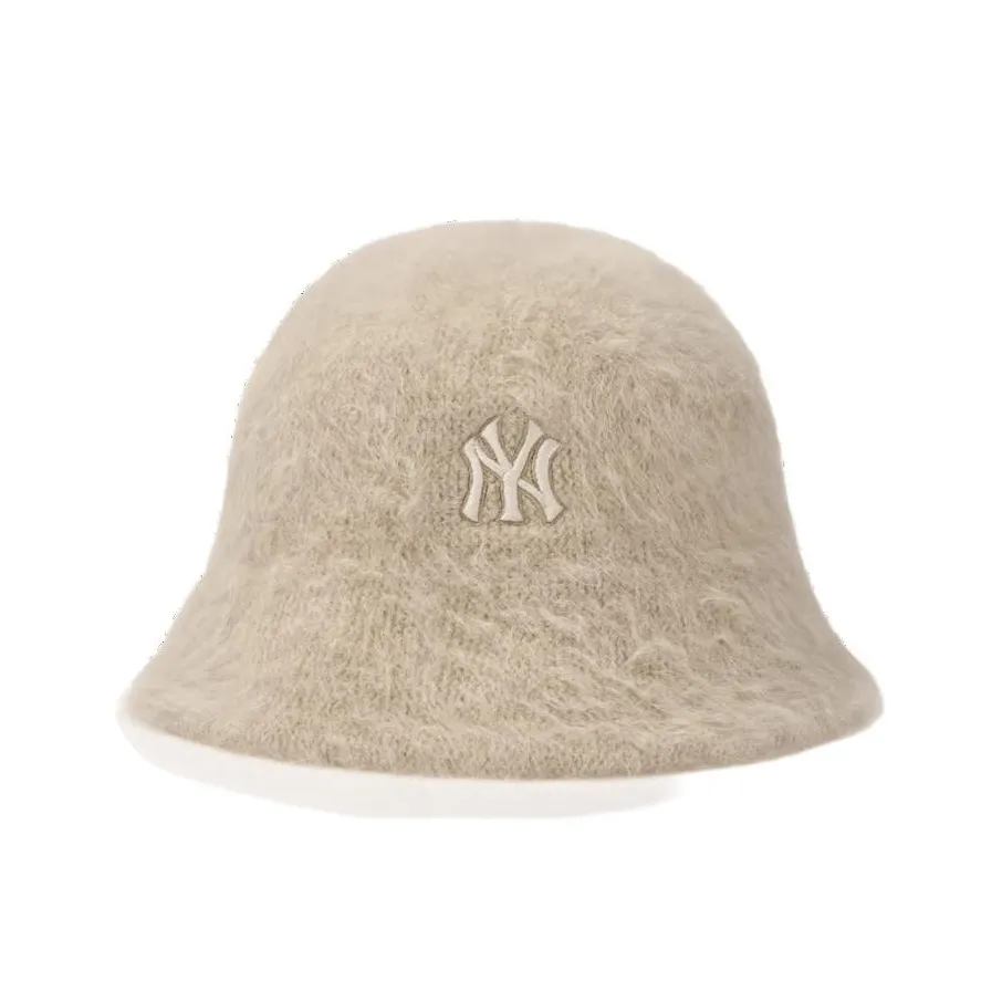 MLB Rabbit Fur Bucket Hats Unisex Light Beige