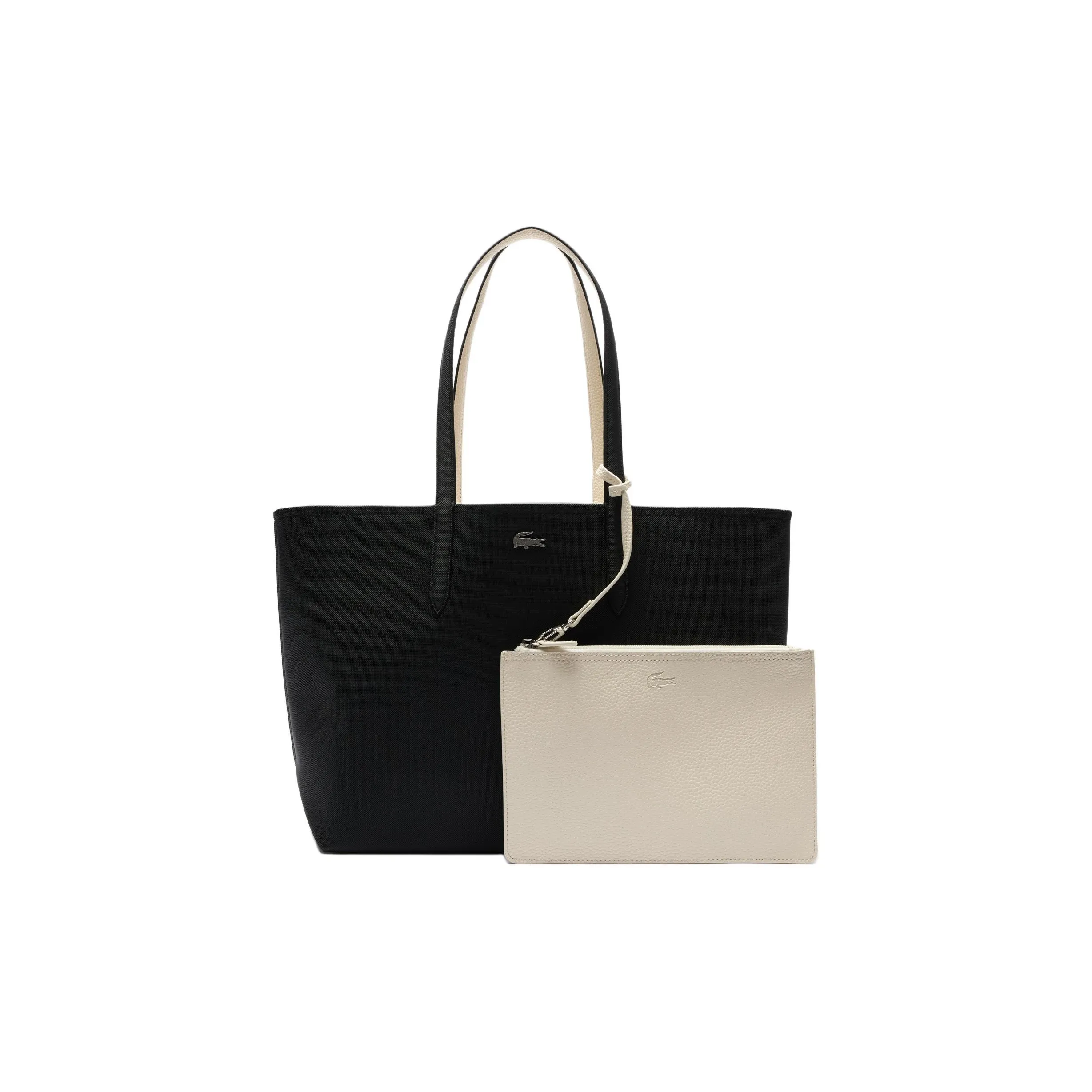 LACOSTE PVC Tote Bag, Shopping Bag, Handbag Women's Black & Pink