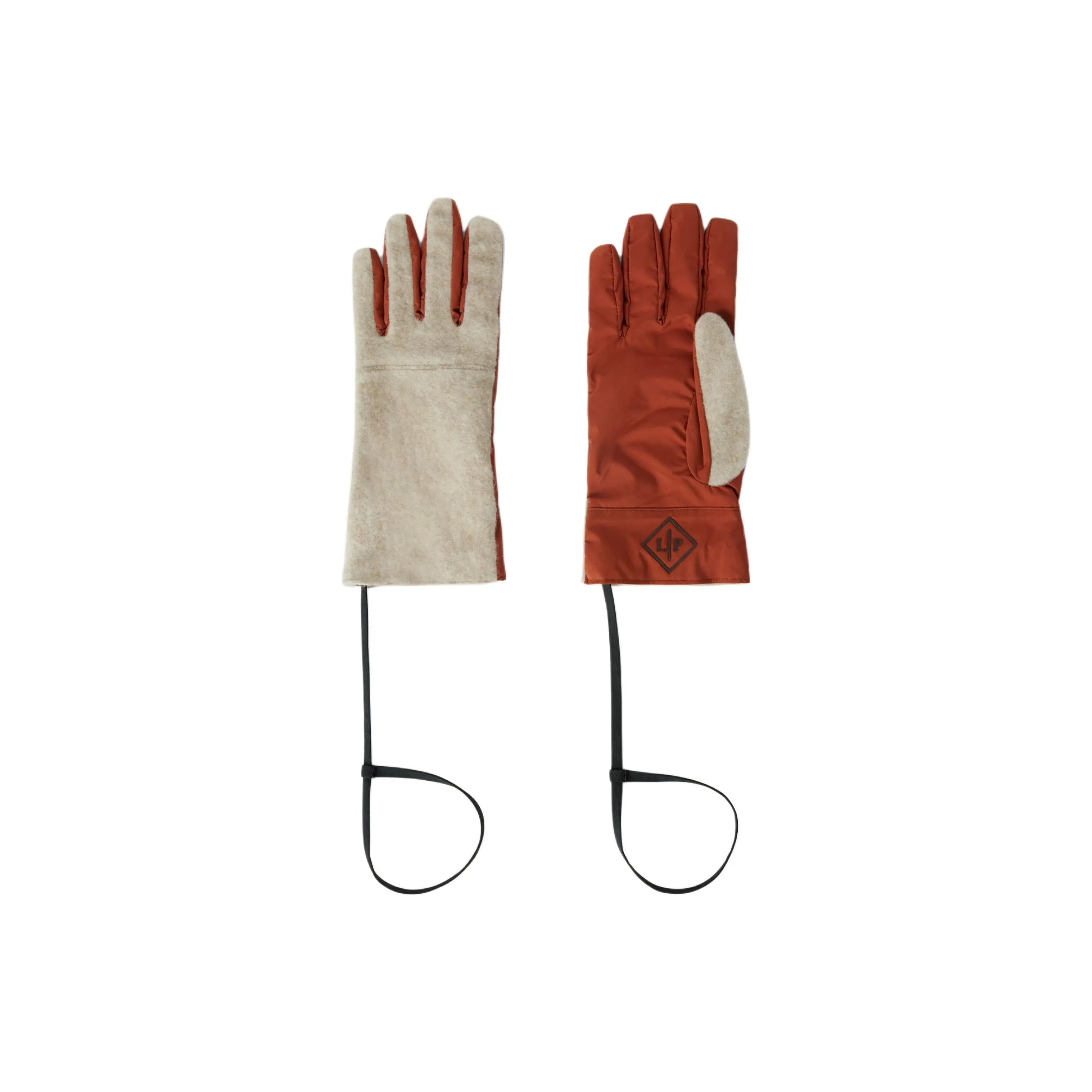 Loro Piana Pure Wool Knit Gloves Men's Orange/White