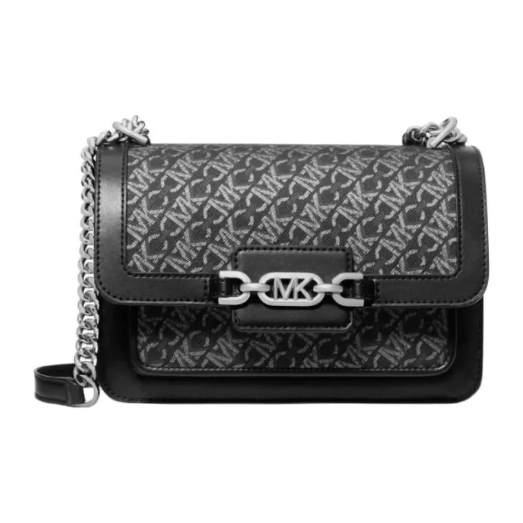 MICHAEL KORS Grayson Artificial Leather Shoulder Bag, Crossbody Bag Tubas Women's Black & Silver