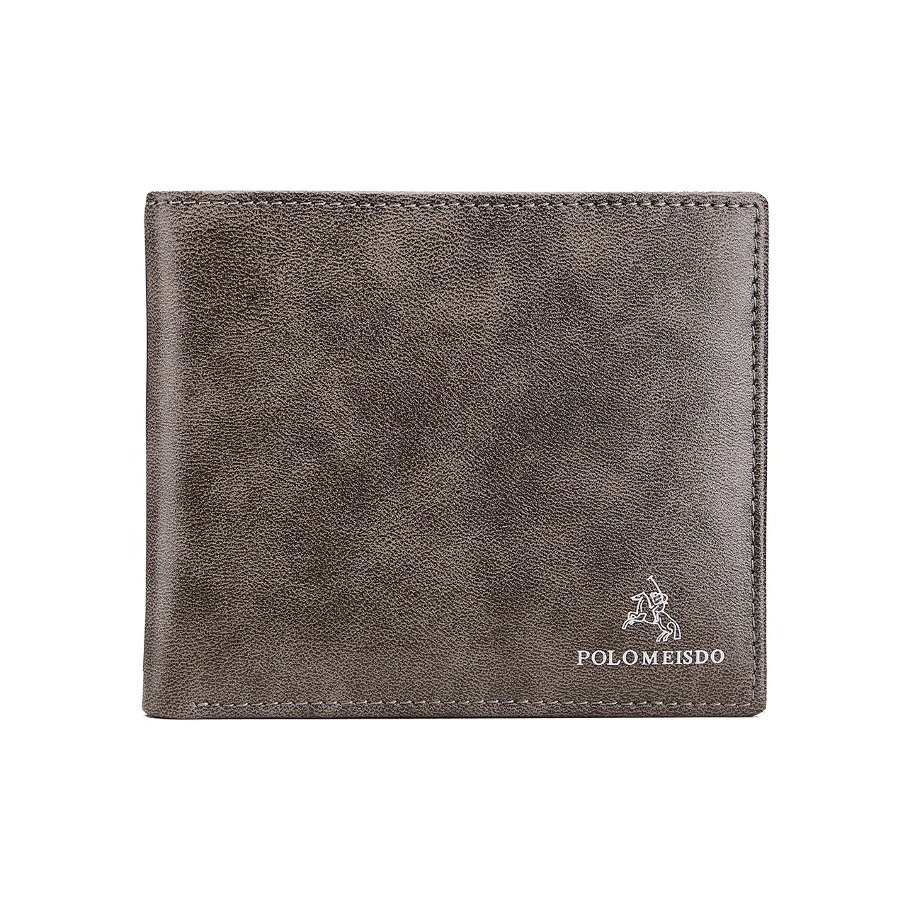 POLOMEISDO PU Microfiber Leather Cropped Money Clip Wallet Men's Light Coffee Customizable Greeting Card/Photo