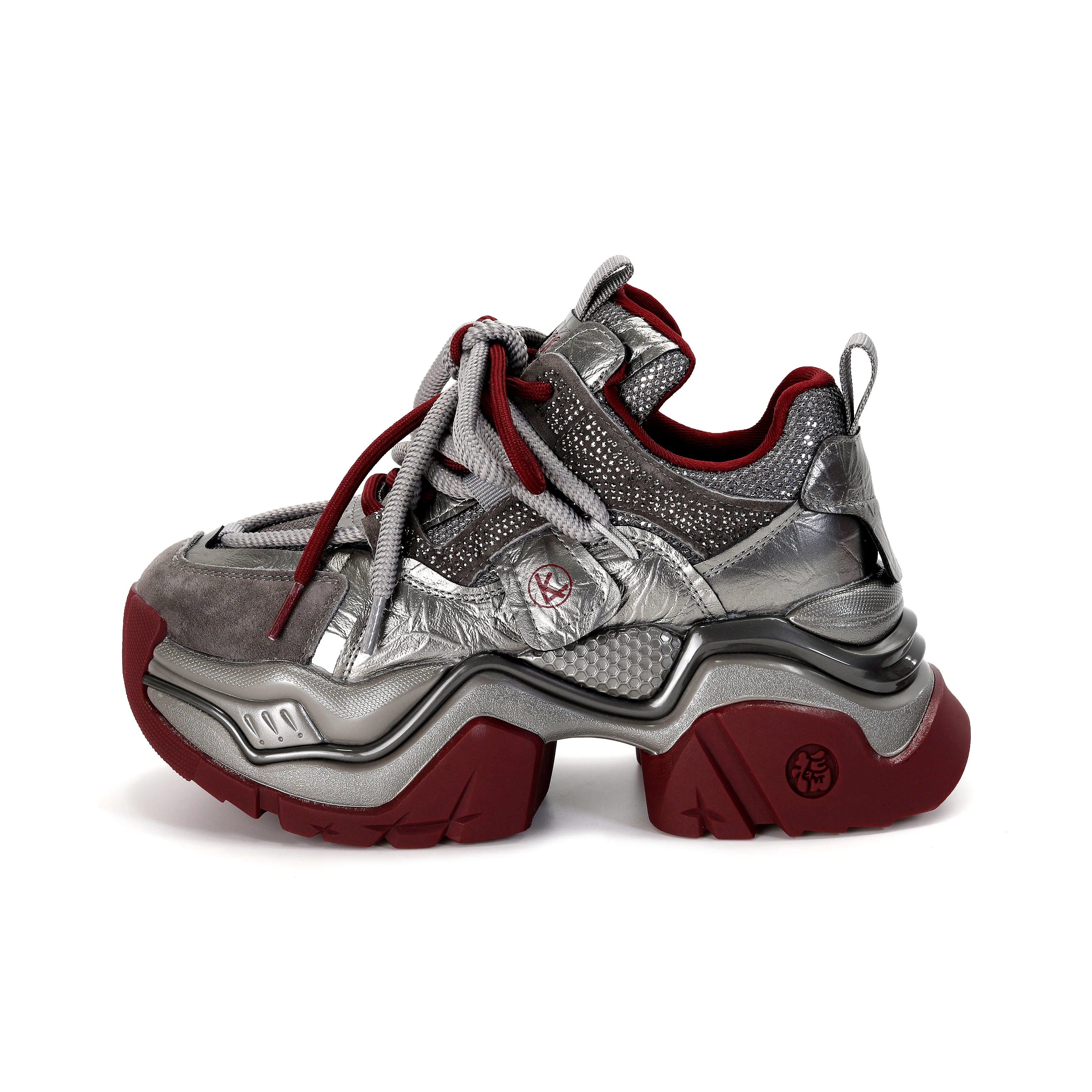 FAICCIA Низкий Топ Платформа Массивные Кроссовки Женские Металлические