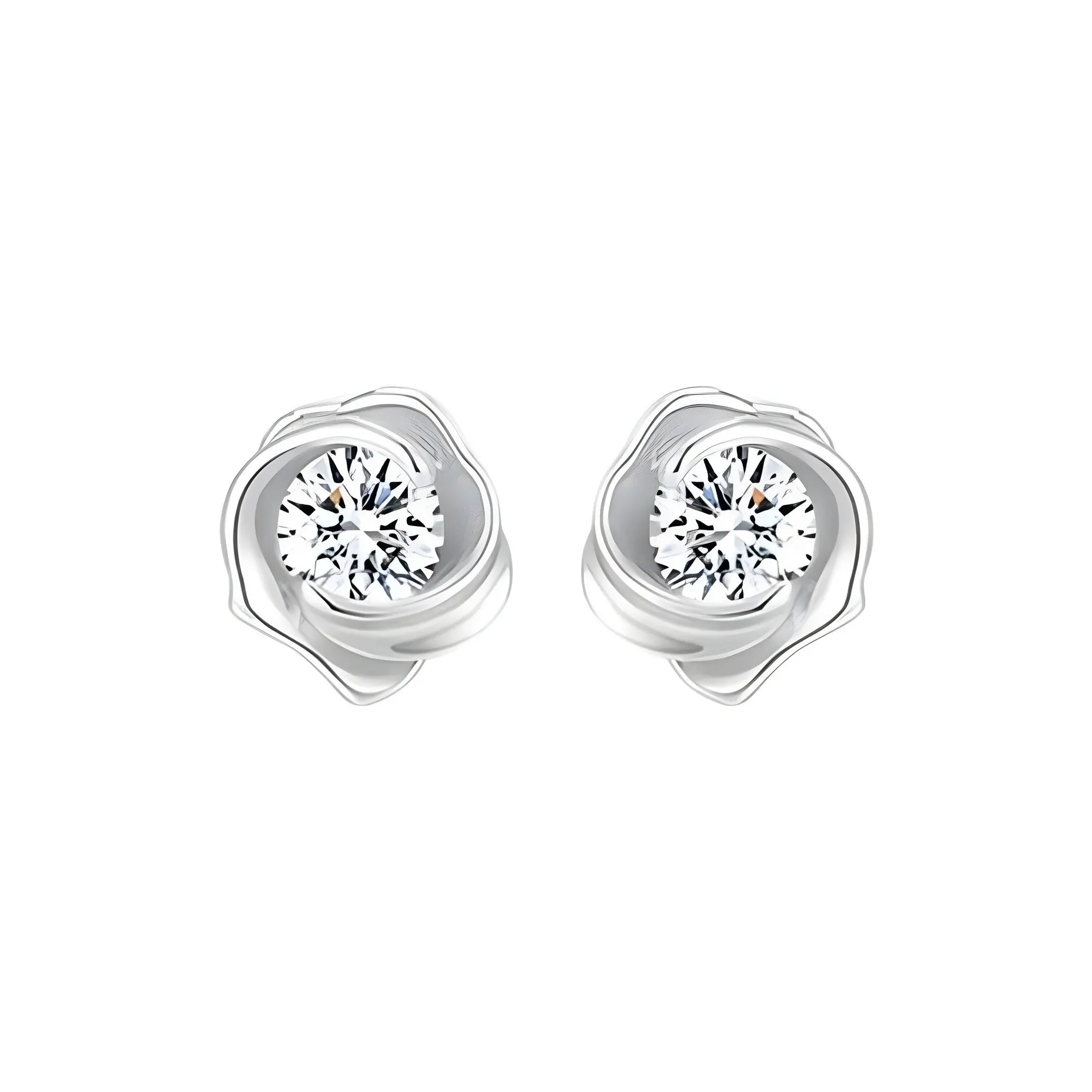 Happy Tide Sterling Silver Earrings Women's Rose Name Stud Earrings White Gold Rose Name Stud Earrings Rose Gold