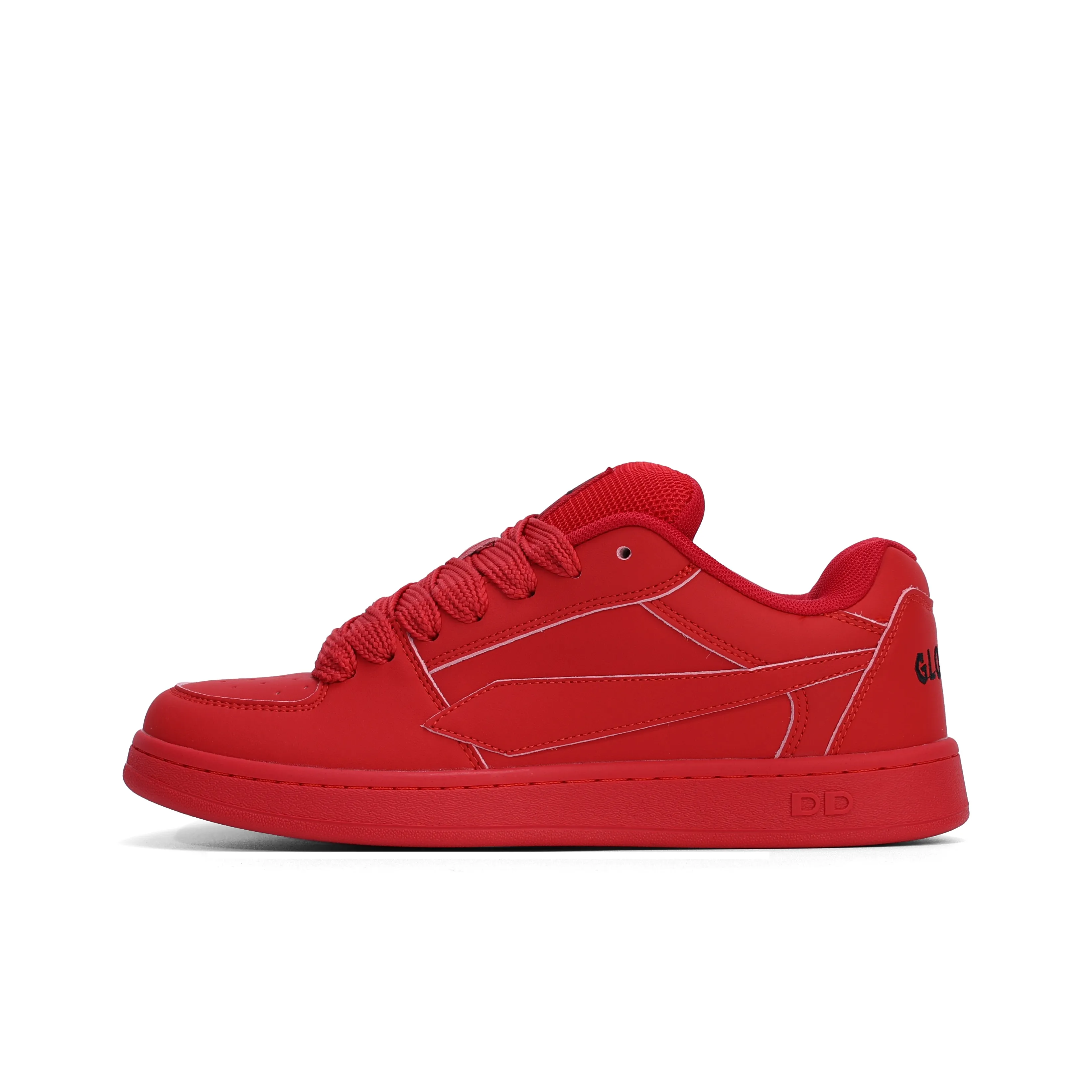 GLO BULL Puffy Shoes Coverage Wear Resistant Lightweight Breathable Slip Resistant Low Top Skateboard Shoes Unisex Red