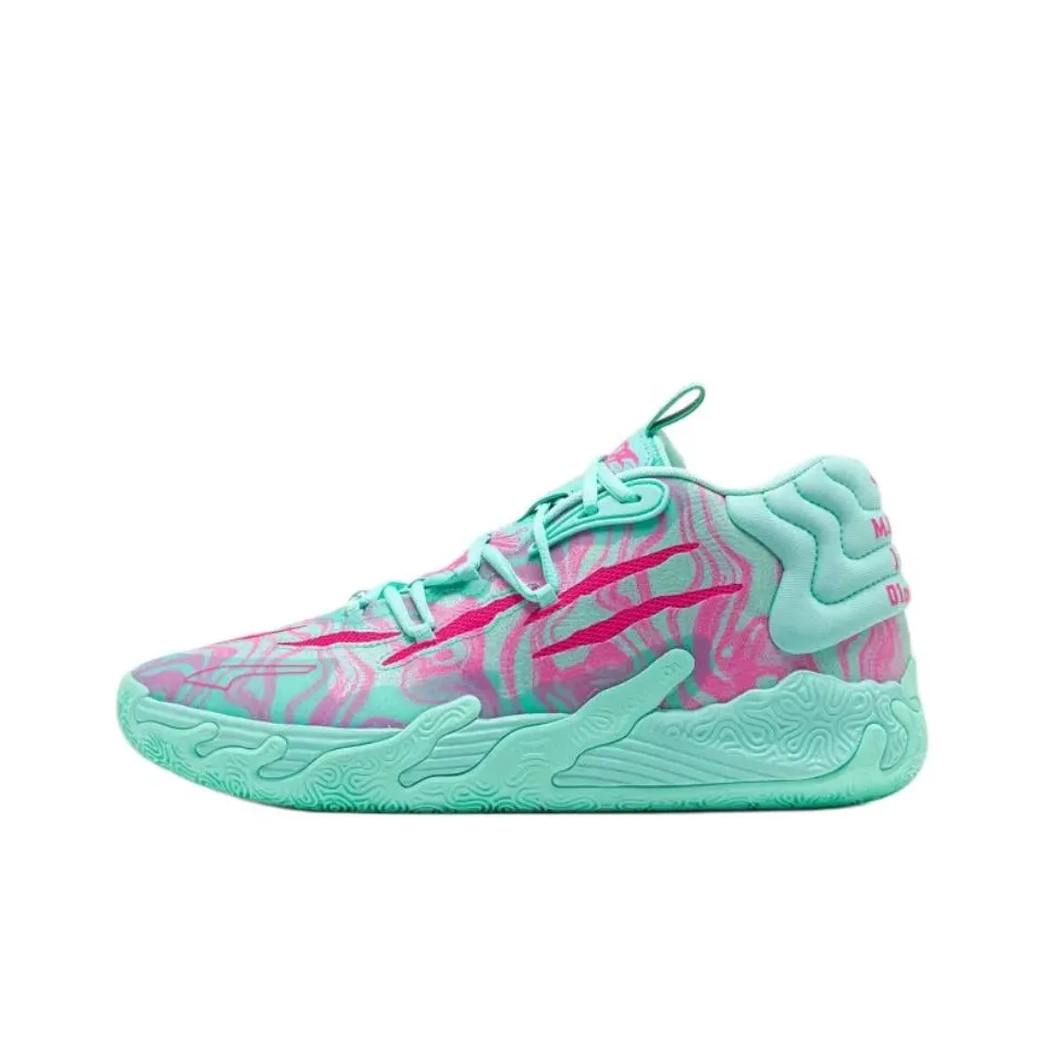 PUMA MB.03 Mid Top Children's Basketball Shoes Green Teenagers