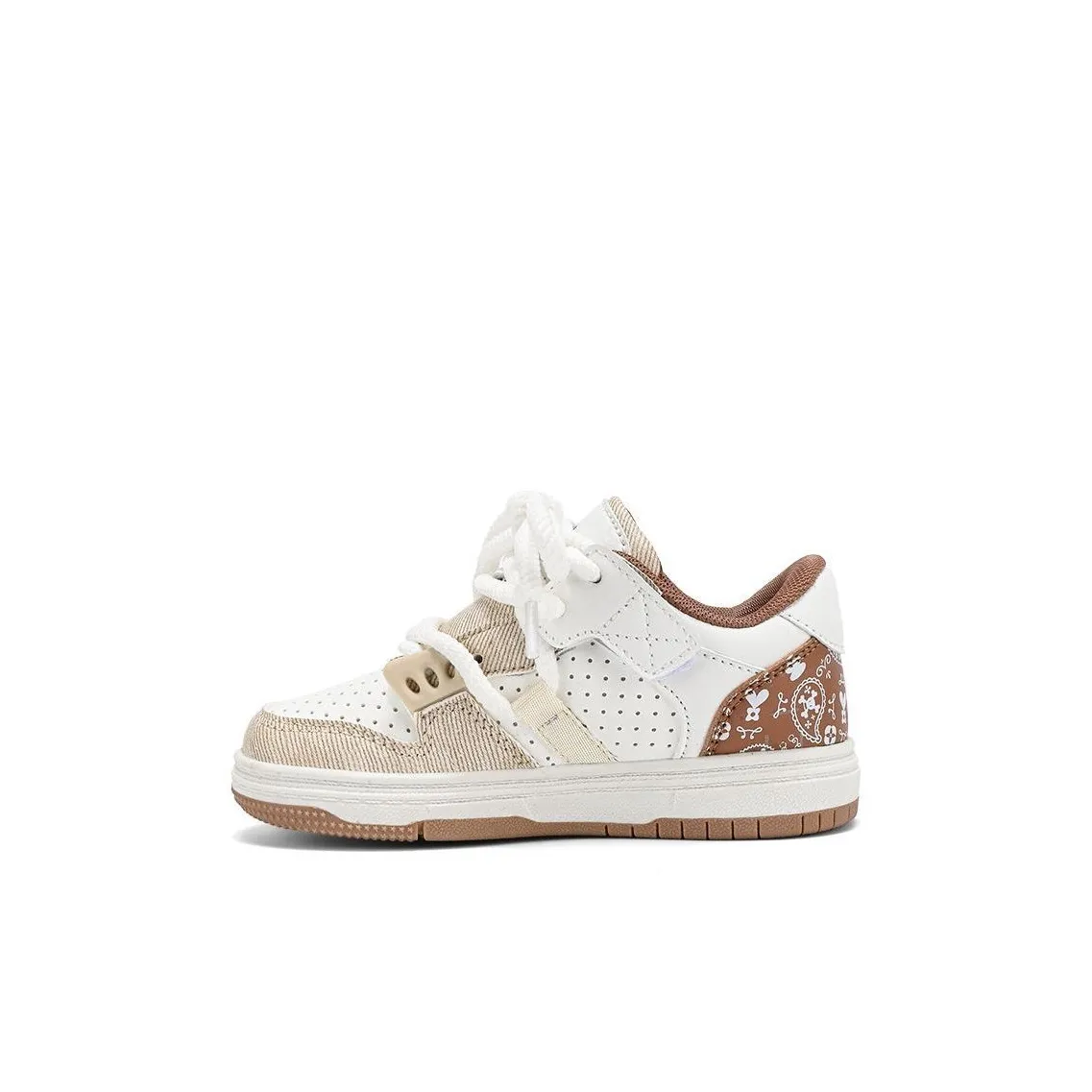 PAUL FRANK Lightweight Shock Absorbers Low Top Kids' Skateboarding Shoes Brown White Kids'