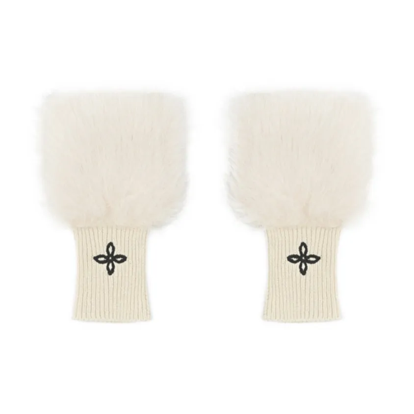 SMFK Трикотажный хлопок Нить + Искусственный мех Ткань Аксессуары Женские Молочно-белый