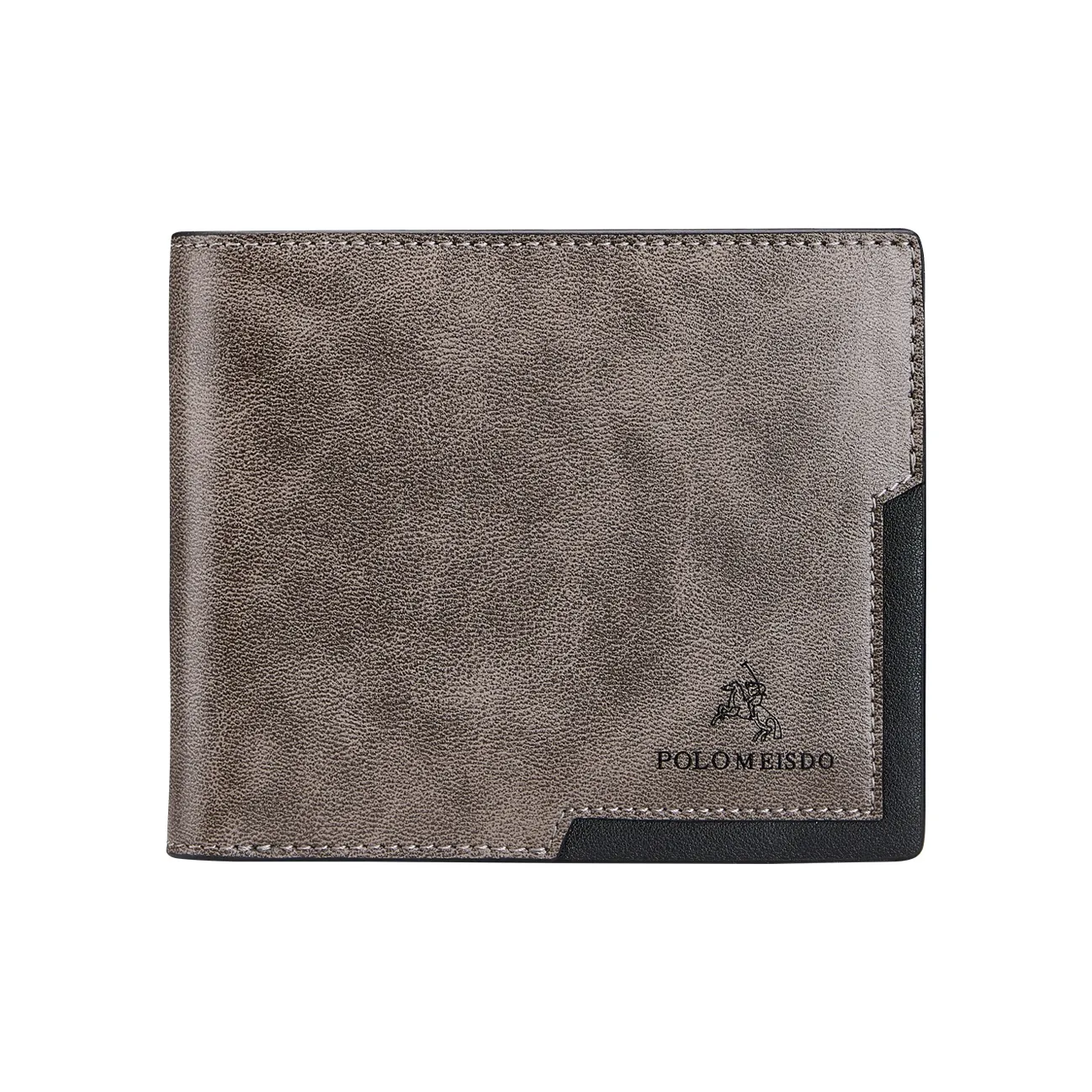 POLOMEISDO PU Microfiber Cropped Wallet Men's Wallet Men's Gradient Coffee Customizable Greeting Card/Photo