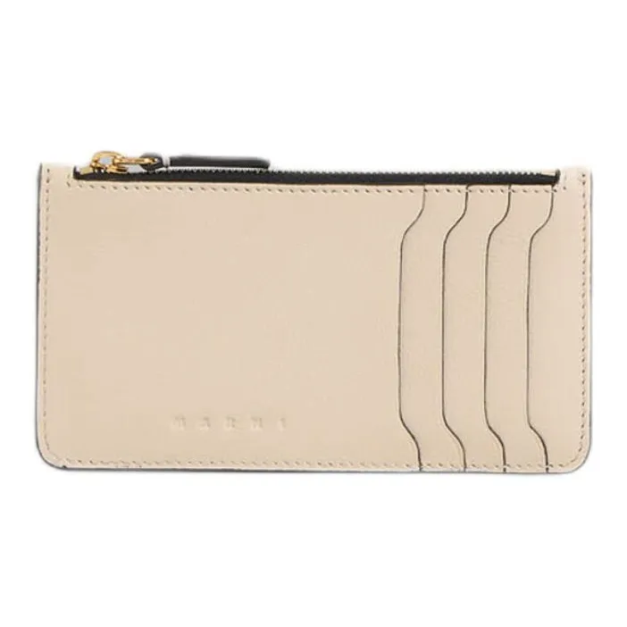 MARNI Smooth Calf Leather Card Holder Women's Cream