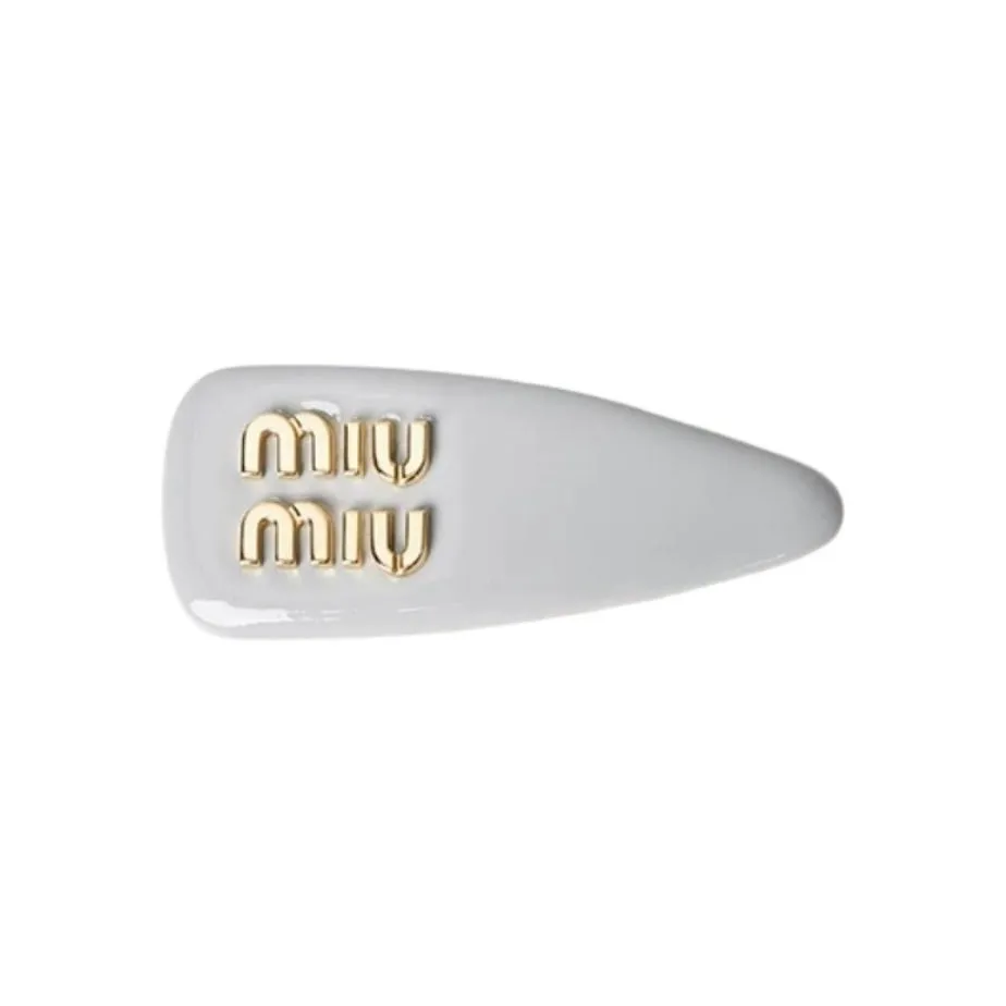 MIU MIU Patent Leather Hair Clips Women's Pearl Gray