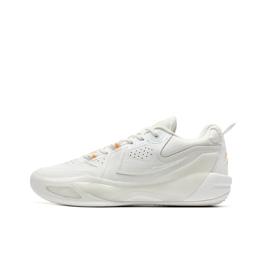 XTEP Wear-Resistant Low-Top Basketball Shoes Men's Sail White/High Gloss Orange