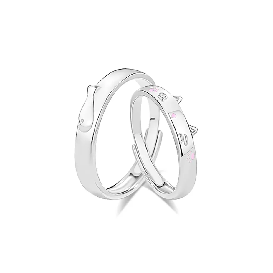 Muyan Alloy Cat And Fish Ring Unisex