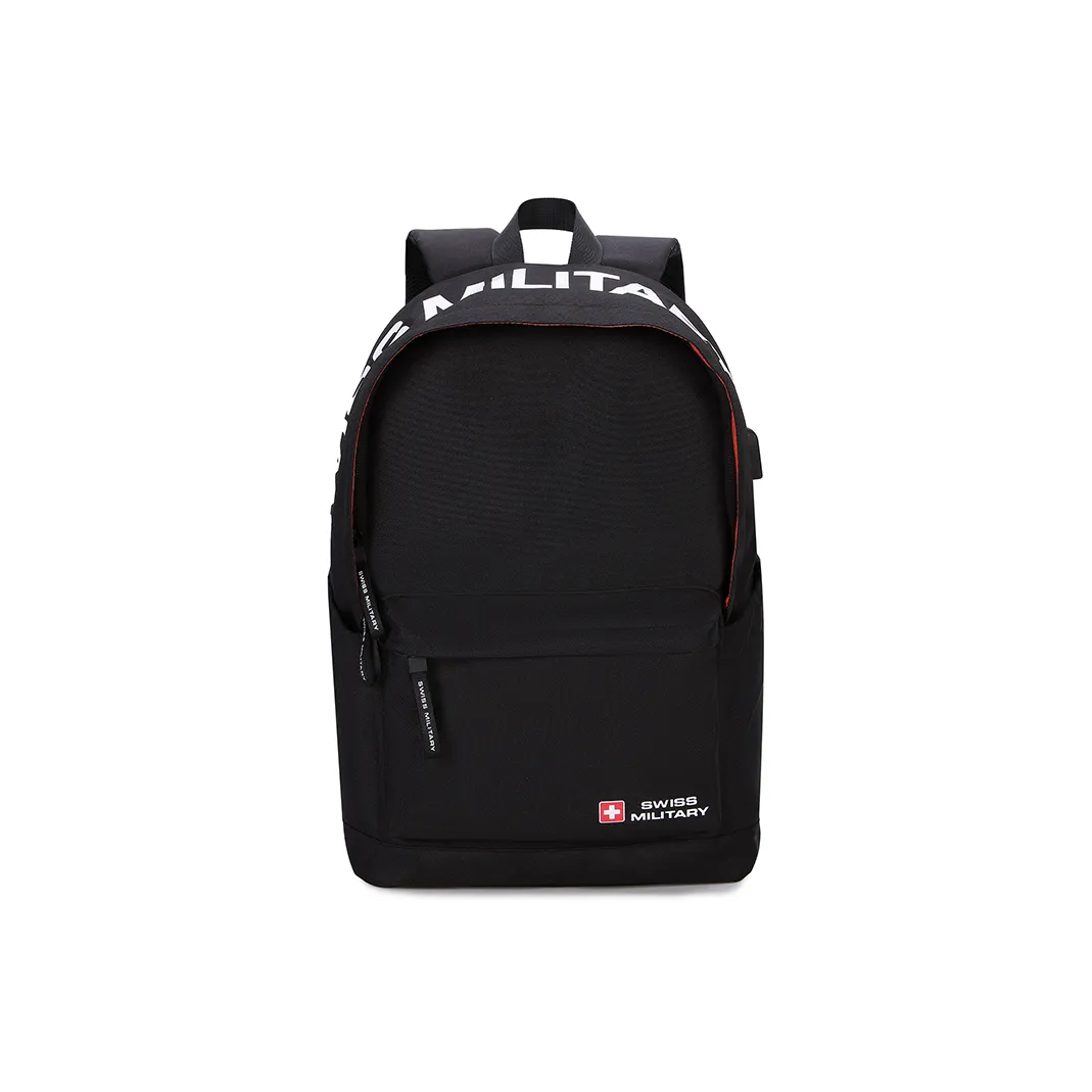 SWISS MILITARY Oxford Backpack Laptop Bag Regular Unisex Black