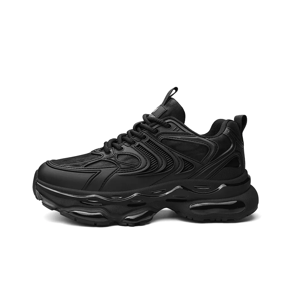 HANG TEN Black Warrior Cushioned Anti Slip Wear Resistant Lightweight Height Increasing Low Top Chunky Sneakers Men's