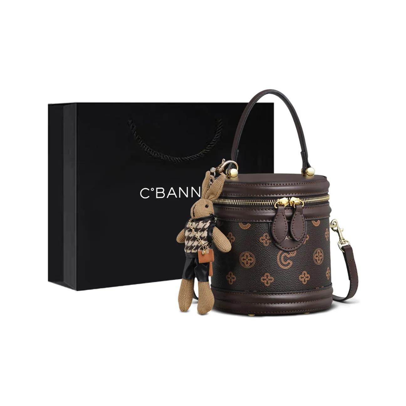 C°BANNER Синтетическая кожа Маленькая круглая сумка Процветание Ведрообразный чехол для телефона Через плечо Сумка Обычный Женские Кофе