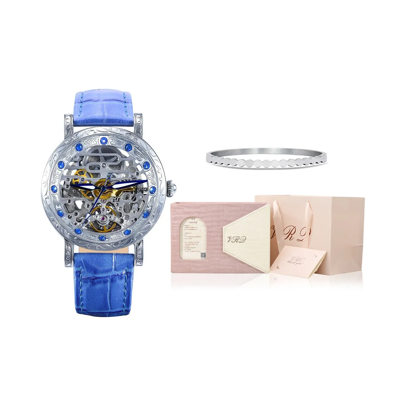 VRQ Faith Series Automatic Mechanical Movement Watch Women's Watch Cut-Out Dial