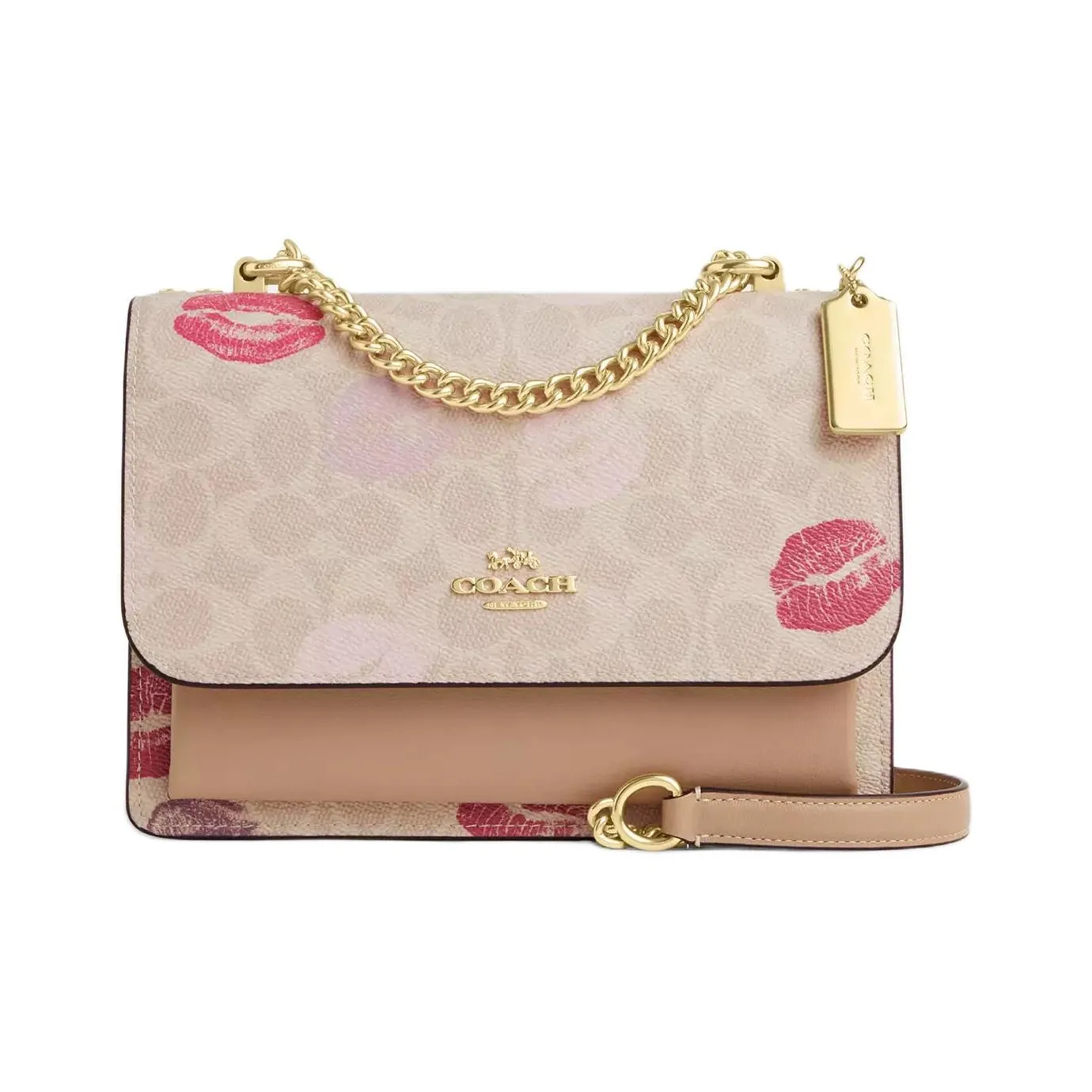 COACH Klare Coated Canvas Messenger Bag, Crossbody Bag, Shoulder Bag Trumpets Women's Sand Multicolor