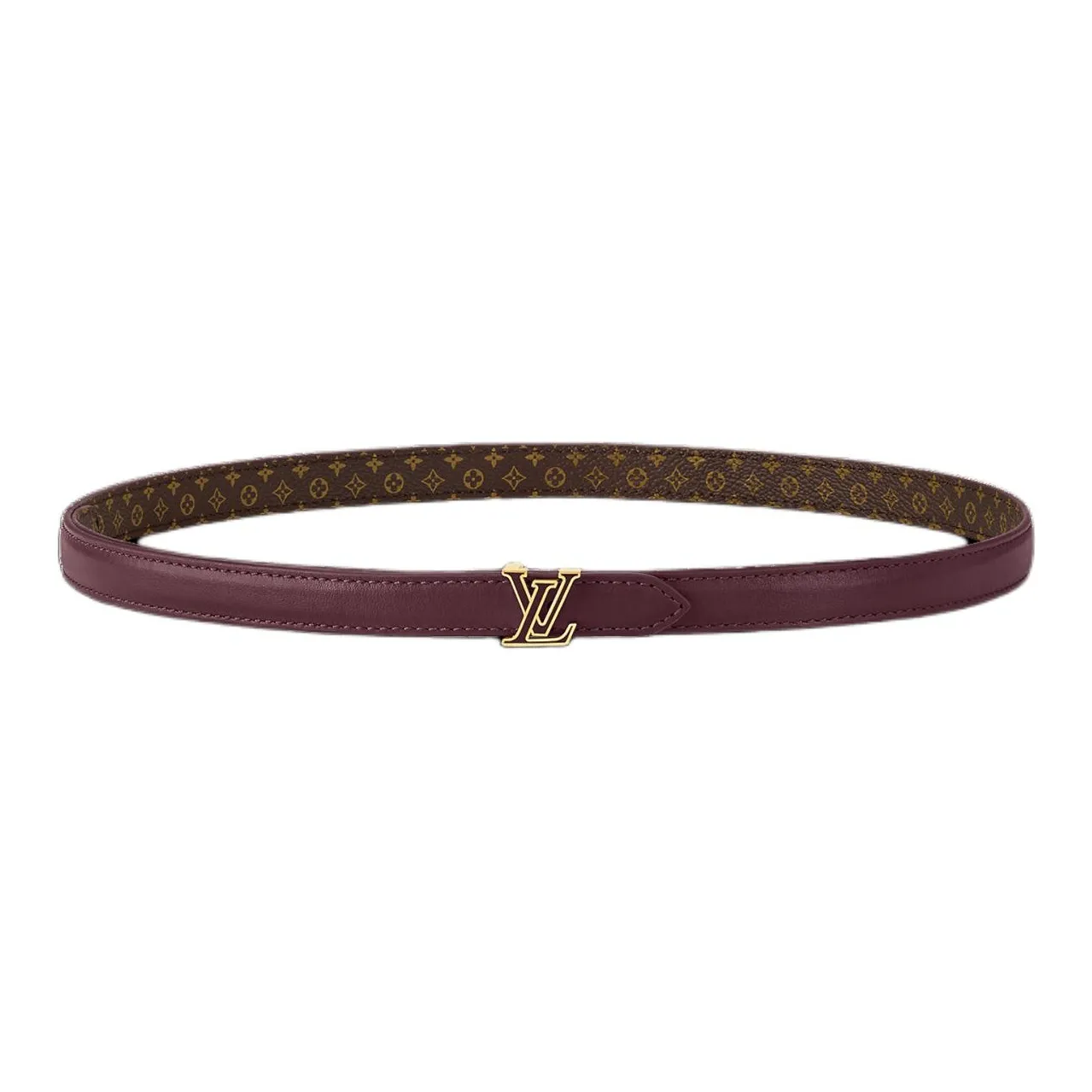 LOUIS VUITTON Leather Canvas Metal Enamel Leather Belts Women's Purple Width  1.5cm