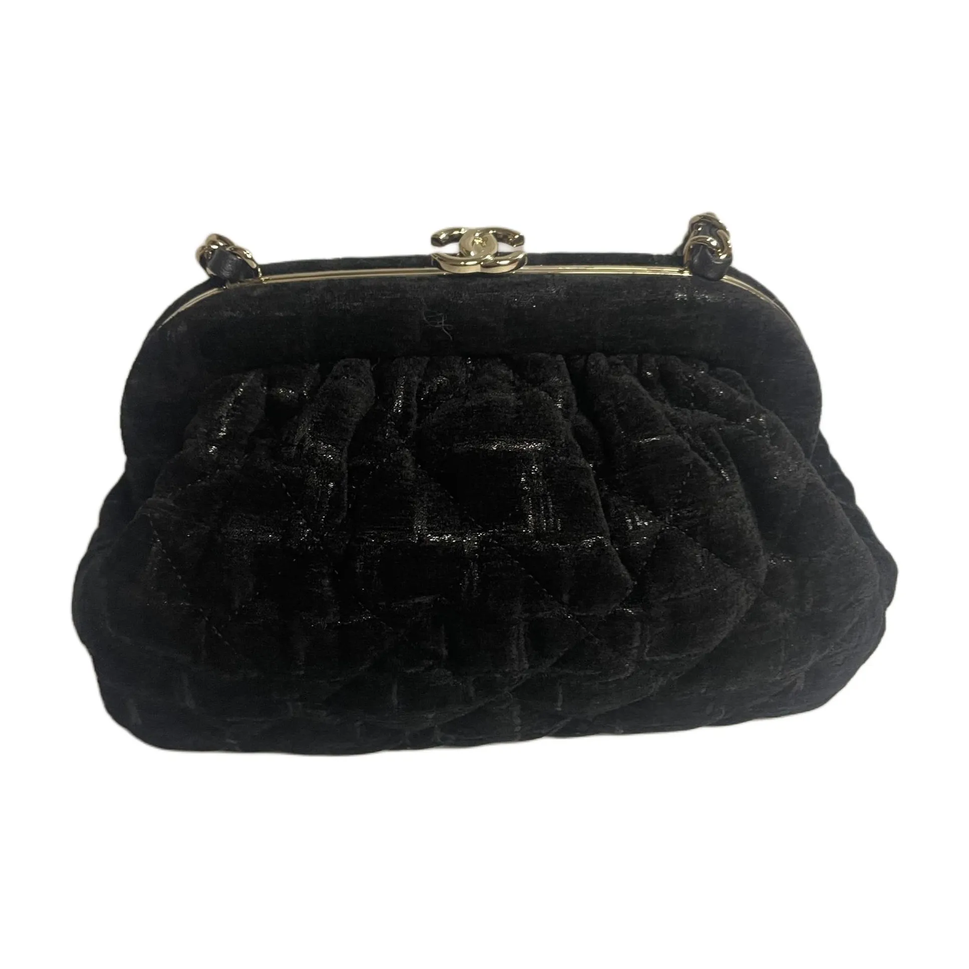 CHANEL Silk Evening Bag, Handheld Bag, Shoulder Bag, Crossbody Bag Women's Black