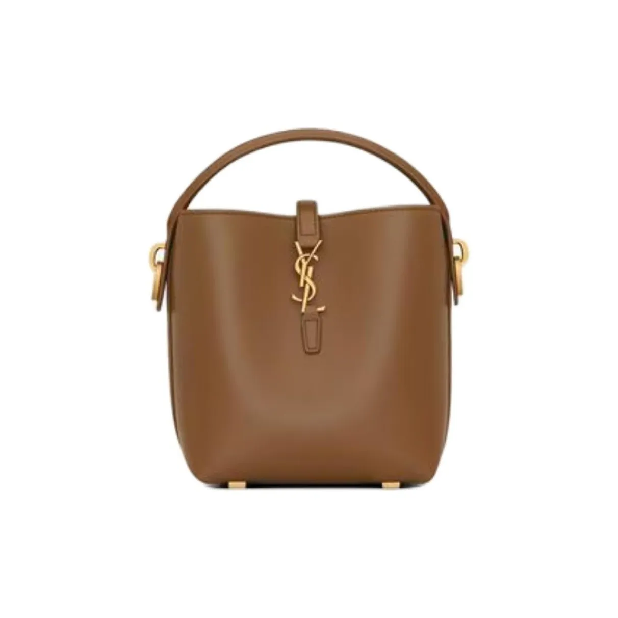 SAINT LAURENT Shiny Leather Bucket Bags Shoulder Bag Crossbody Bag Handbag Mini Women's Fox Color