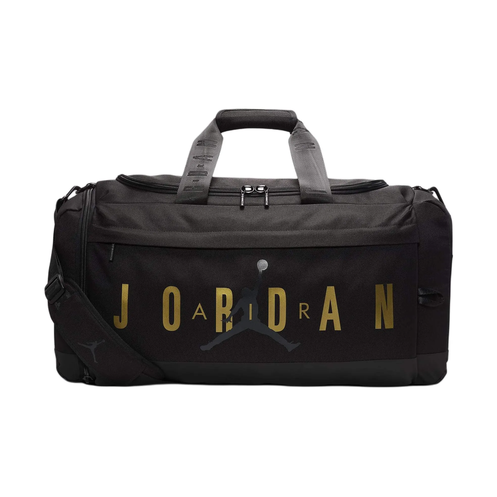 Jordan Velocity Polyester One Shoulder Crossbody Handbag, Travel Bag Regular Unisex Black & Gold