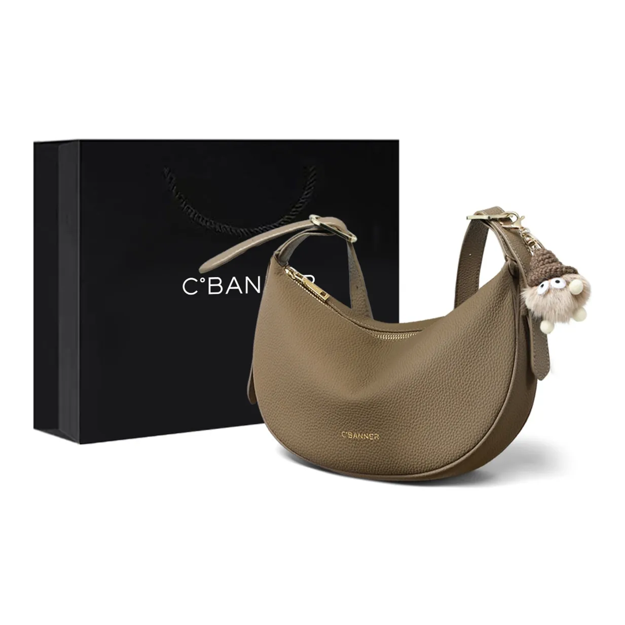 C°BANNER Коровья кожа с синтетической кожей сумка на плечо с чехлом для телефона и сумка-пельмени женские бежевый и коричневый