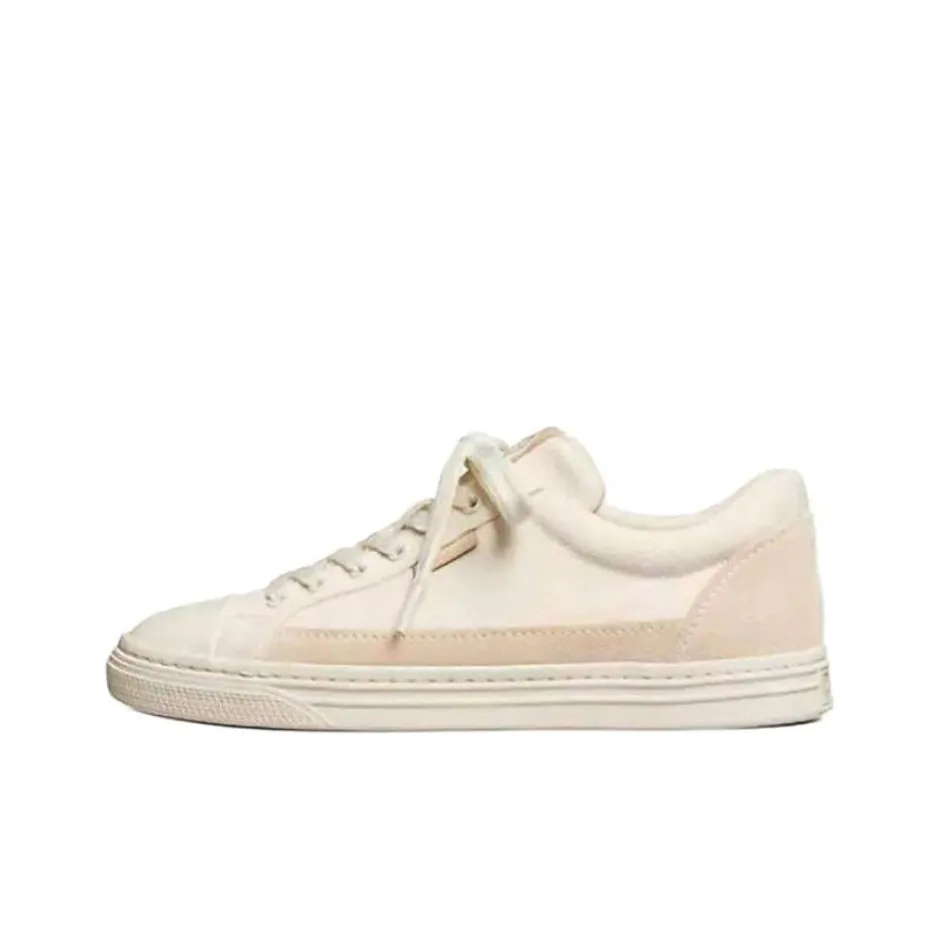 TORY BURCH Classic Court Low Top Stylish Skateboarding Shoes Women's Cream White