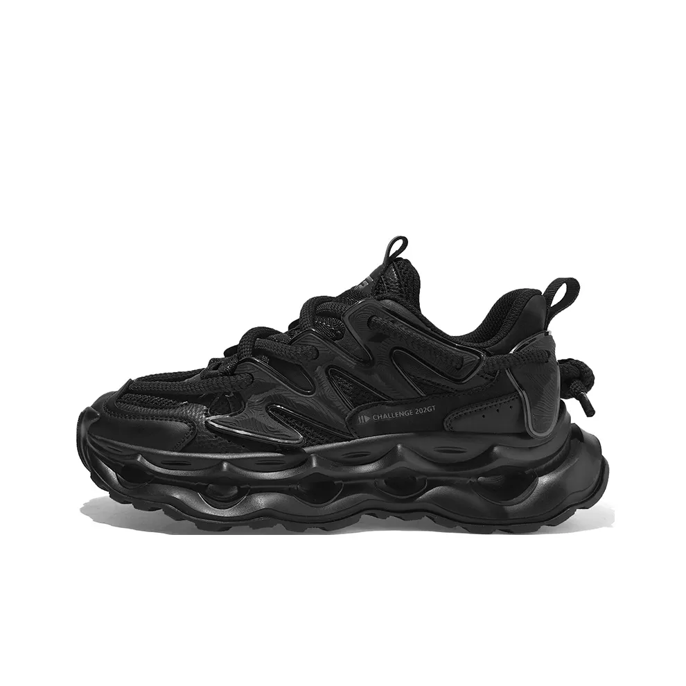 TCELLARS Porous Series Chunky Sneakers Unisex Low top Jet Black/Khaki White/Jet Black Distressed