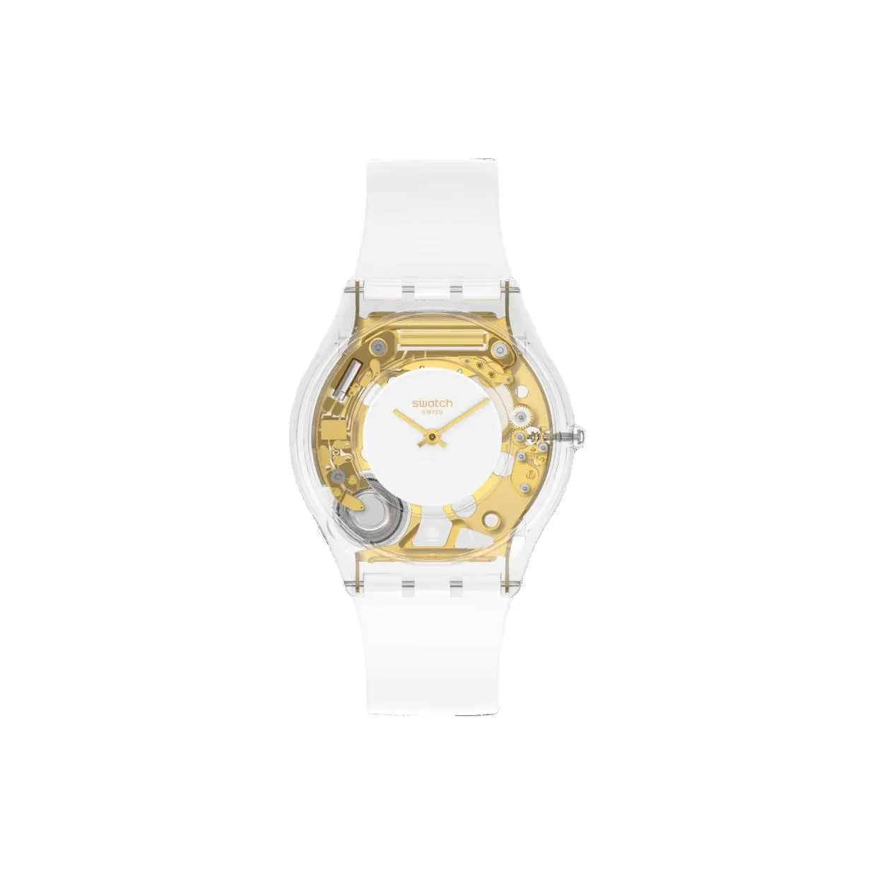 SWATCH SKIN Collection Кварцевый механизм Унисекс Часы 34 мм Белый циферблат Bio Based Материал Корпус Часы Силиконовый ремешок