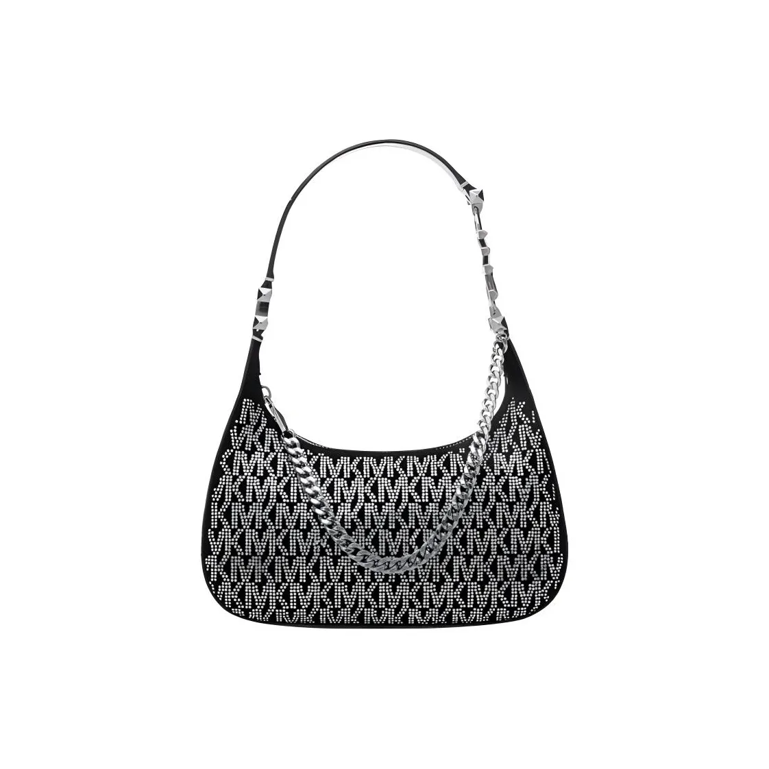 MICHAEL KORS Cow And Sheep Leather Handbag, Shoulder Bag Trumpets Women's Black/Silver Gray