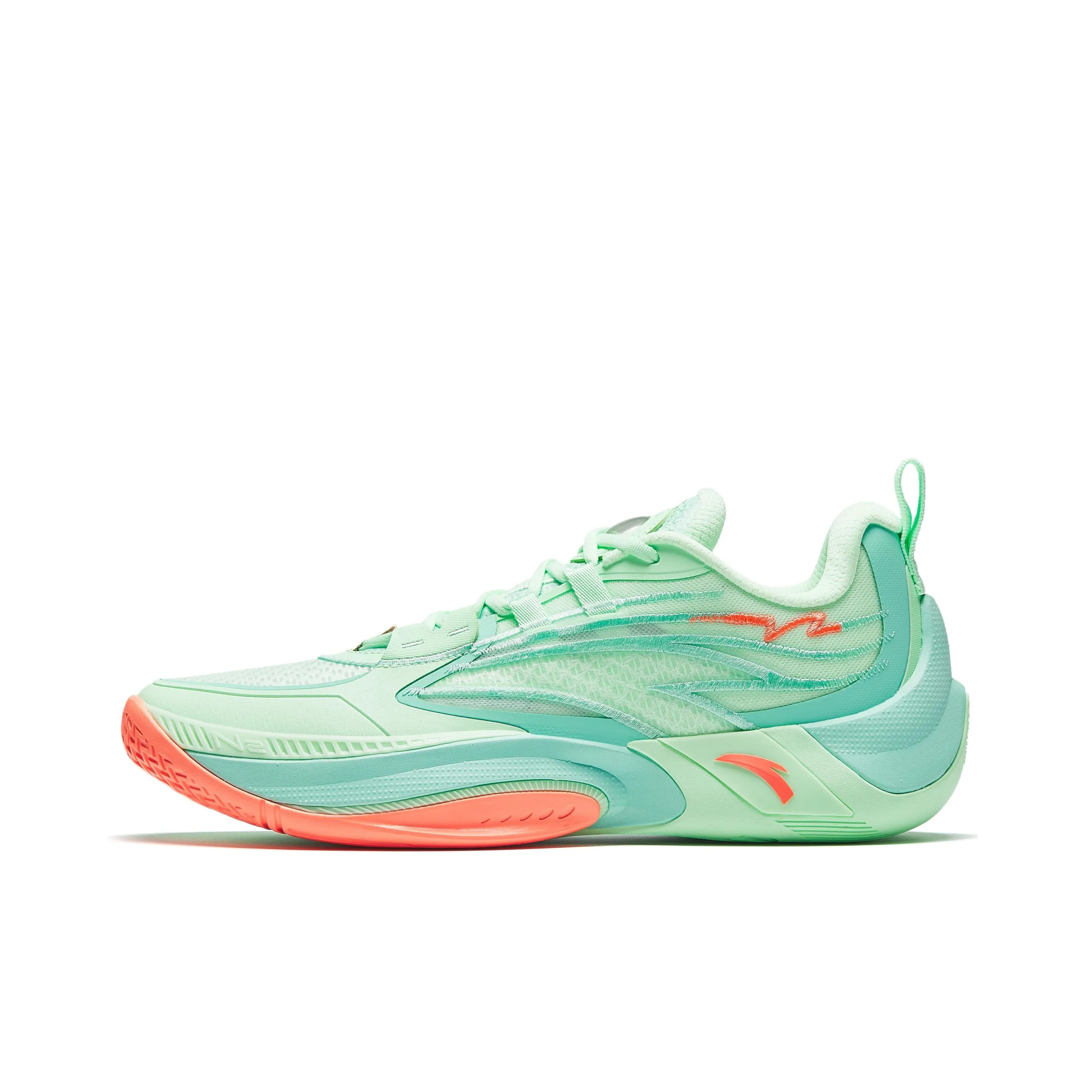 Anta Instant 1 V2 Fresh Green Orange Cushioning Wear-Resistant Low-Top Basketball Shoes Men's Green Orange