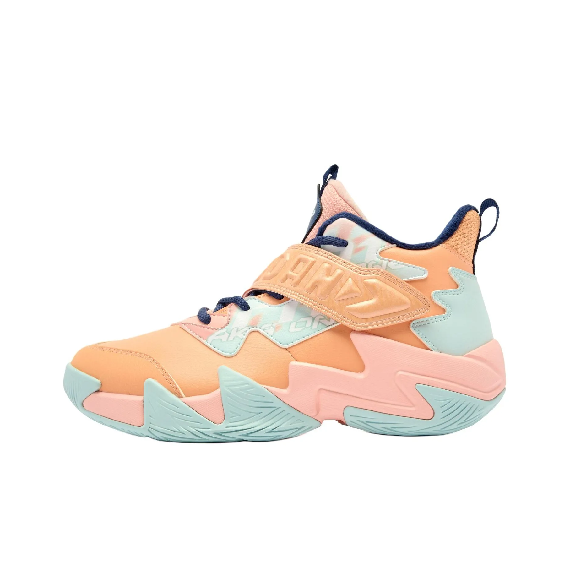 QIAODAN Anti Slip Wear Resistant Mid Top Children's Basketball Shoes Orange Pink 34 42