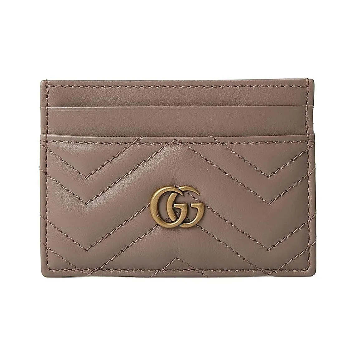GUCCI Quilting Leather Card Clip Card Holder Women's Nude Pink