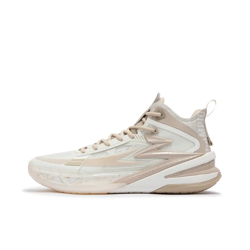 361° BIG3 5.0 Pro PE Cushioning Anti Slip And Wear Resistant Mid Top Carbon Plate Basketball Shoes Men's White Pink