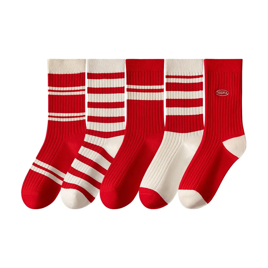 Caramella Высокие носки Женские 5 пар Красный