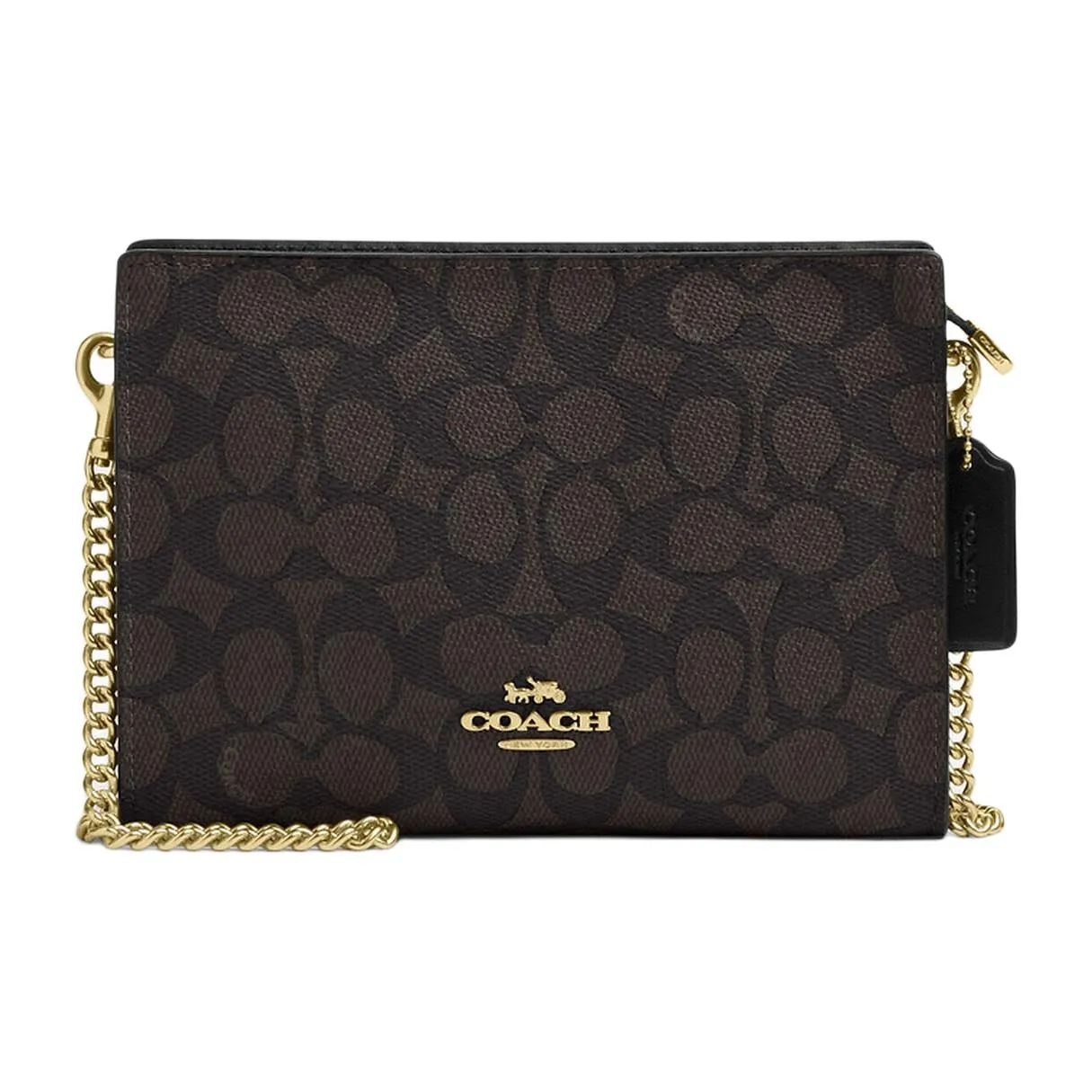COACH Coated Canvas Shoulder Bag, Crossbody Bag Trumpets Women's Walnut & Black