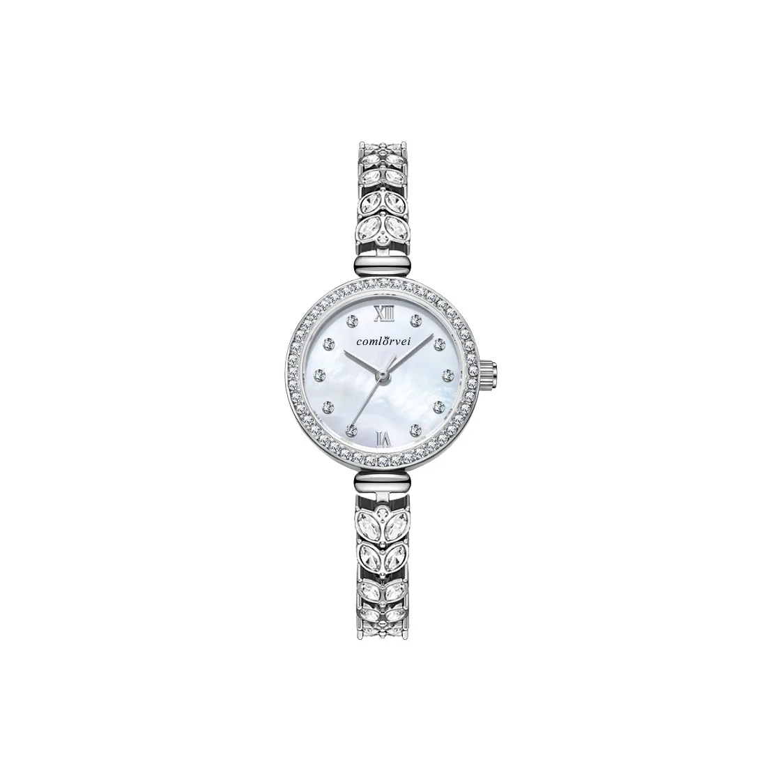 COMLORVEI Bubbles Shimmering Mermaid Кварцевый механизм Сплав Ремешок Часы Женские Жемчужная раковина Циферблат