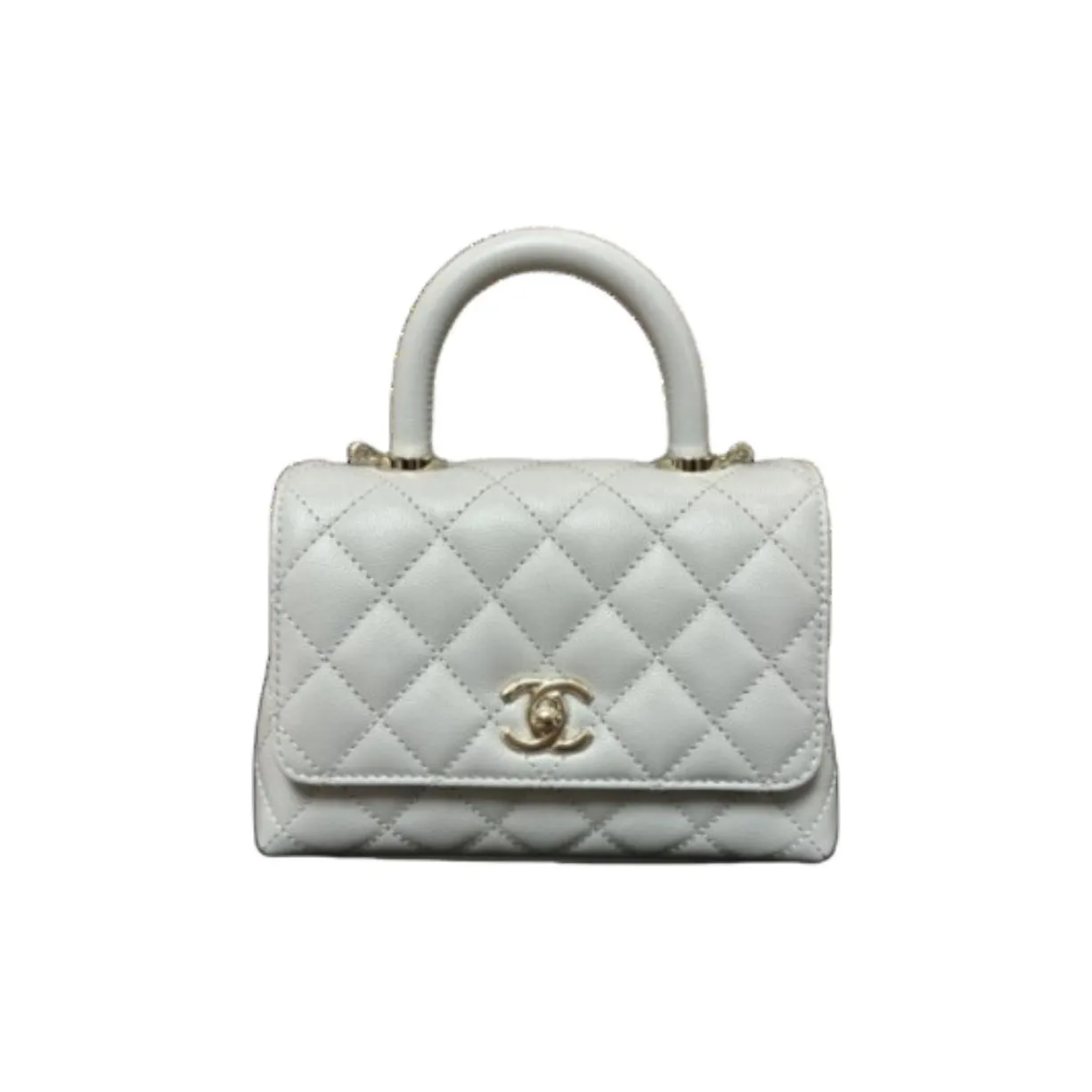 CHANEL Coco Handle Caviar Calfskin Handbag, Shoulder Bag, Crossbody Bag Mini Women's Gray Blue