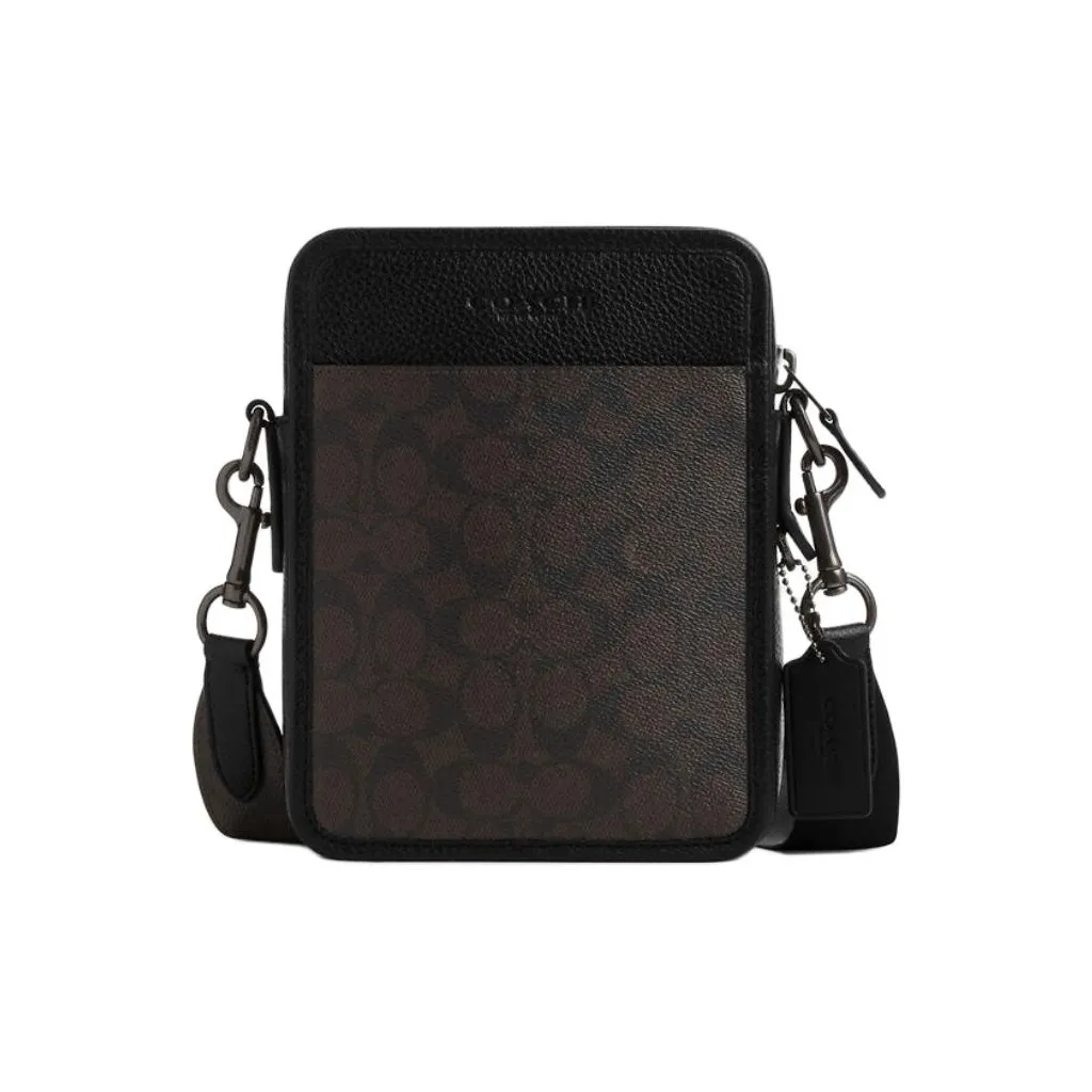 COACH Sullivan Coated Canvas Shoulder Bag, Crossbody Bag Trumpets Men's Walnut Wood & Black
