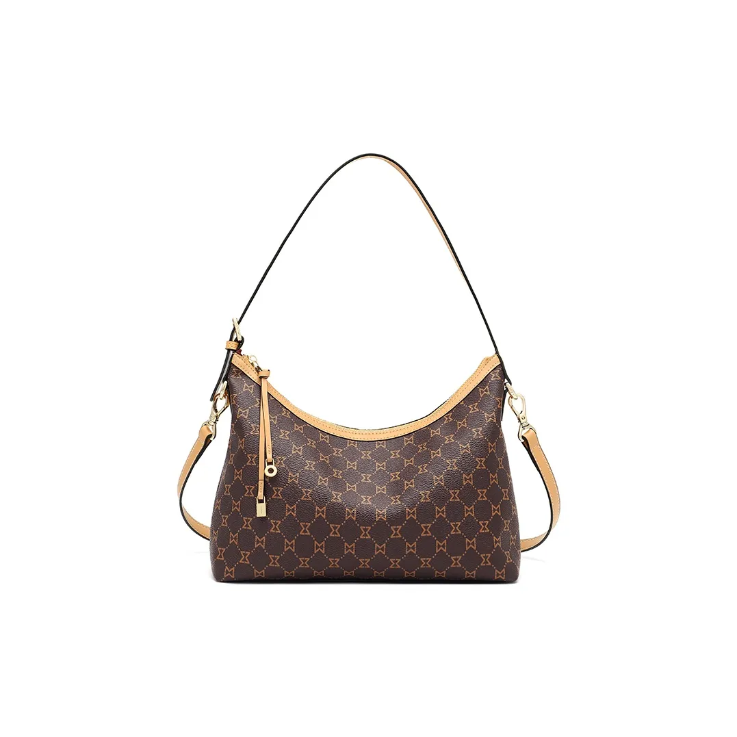 MashaLanti Сумка-хобо из ПВХ и синтетической кожи сумка через плечо обычная женская темно-коричневая